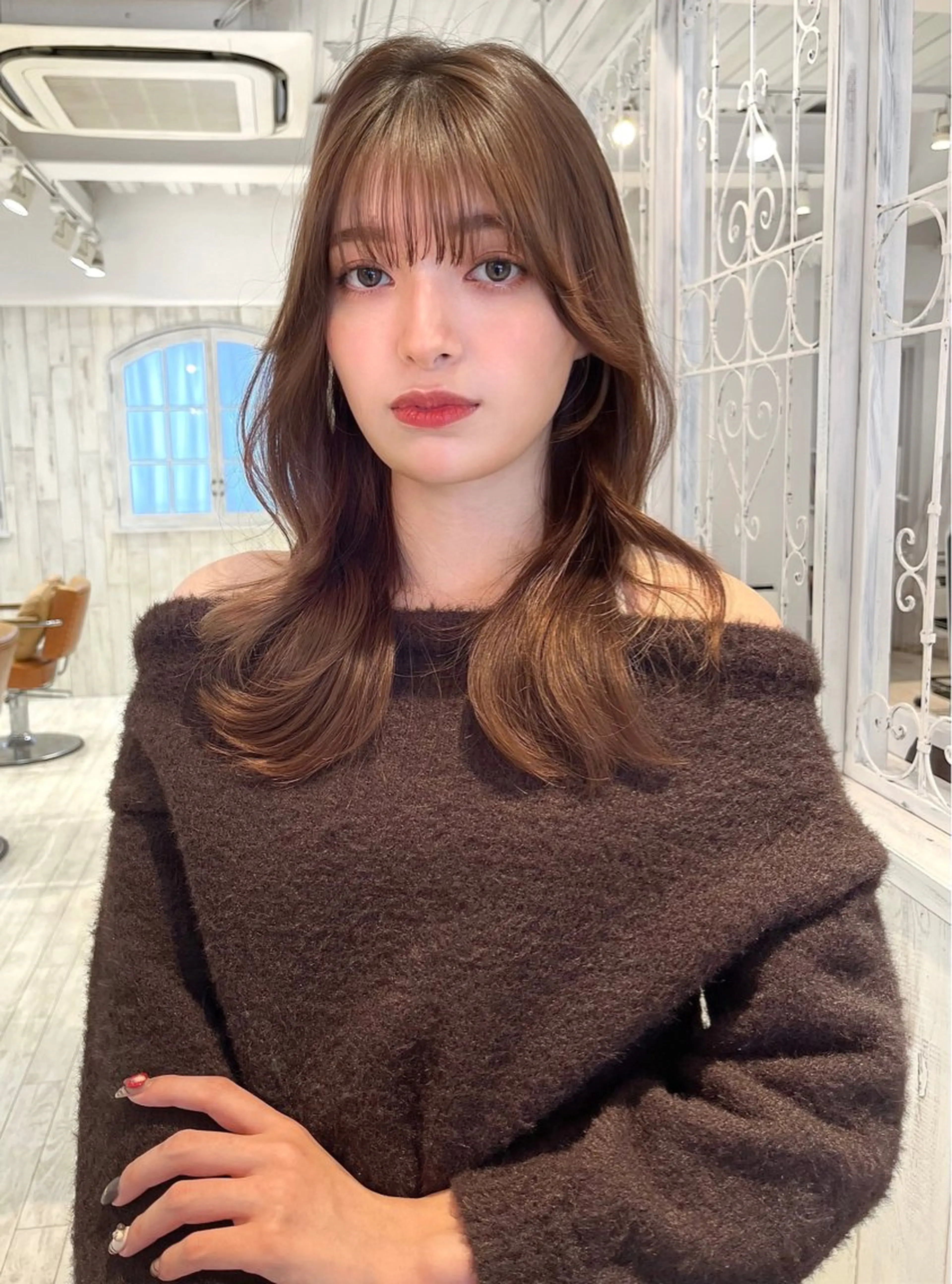 ロング カラー ロングレイヤー アッシュ アッシュブラウン ブラウンカラー ラベンダーカラー カット ヘアカラー 【韓国ヘア×透明感 カラー】笹谷 莉未のヘアスタイル