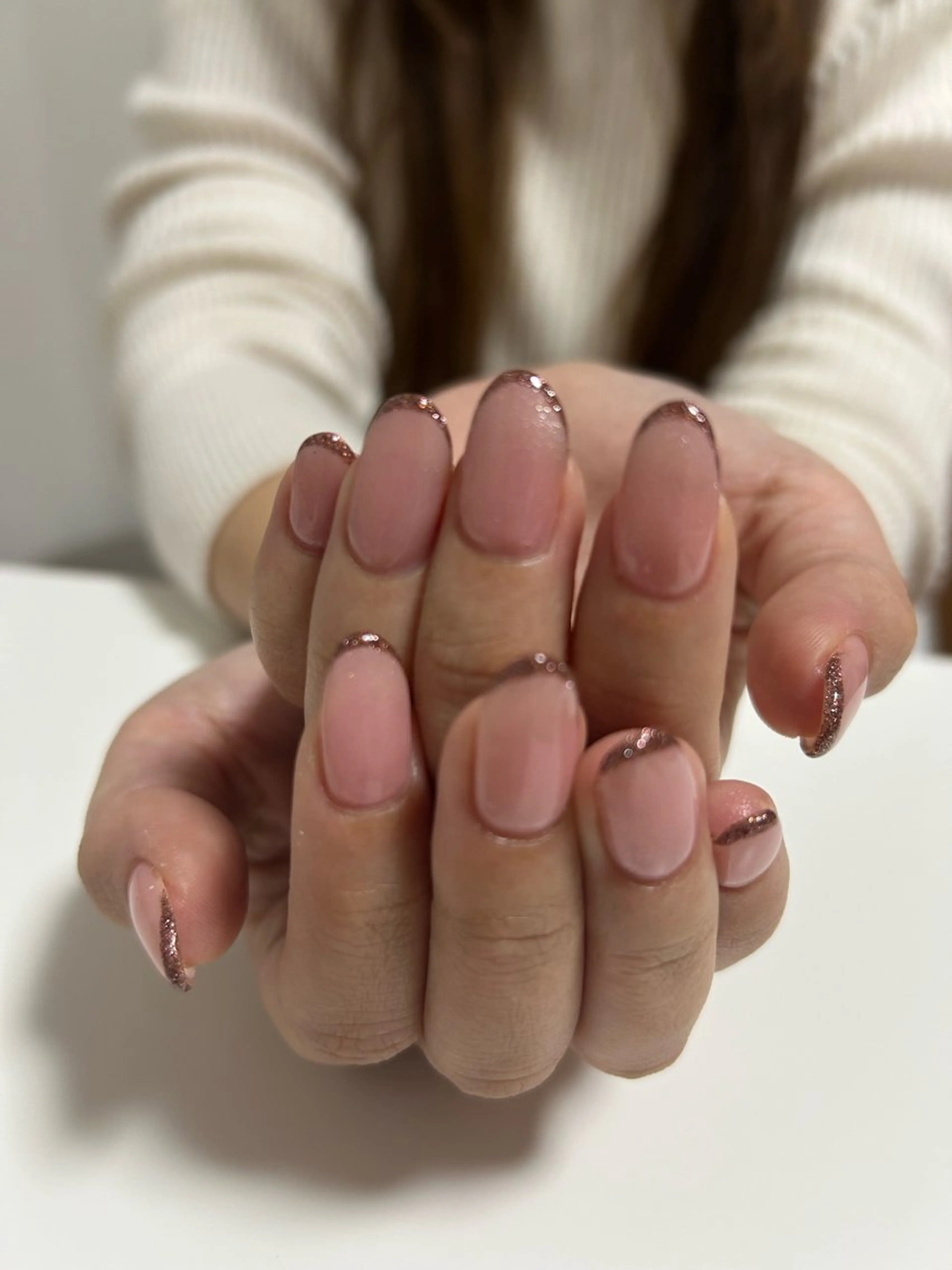 ネイル フレンチネイル ラメ(グリッター) 自宅サロン♡ Mamiのネイルデザイン
