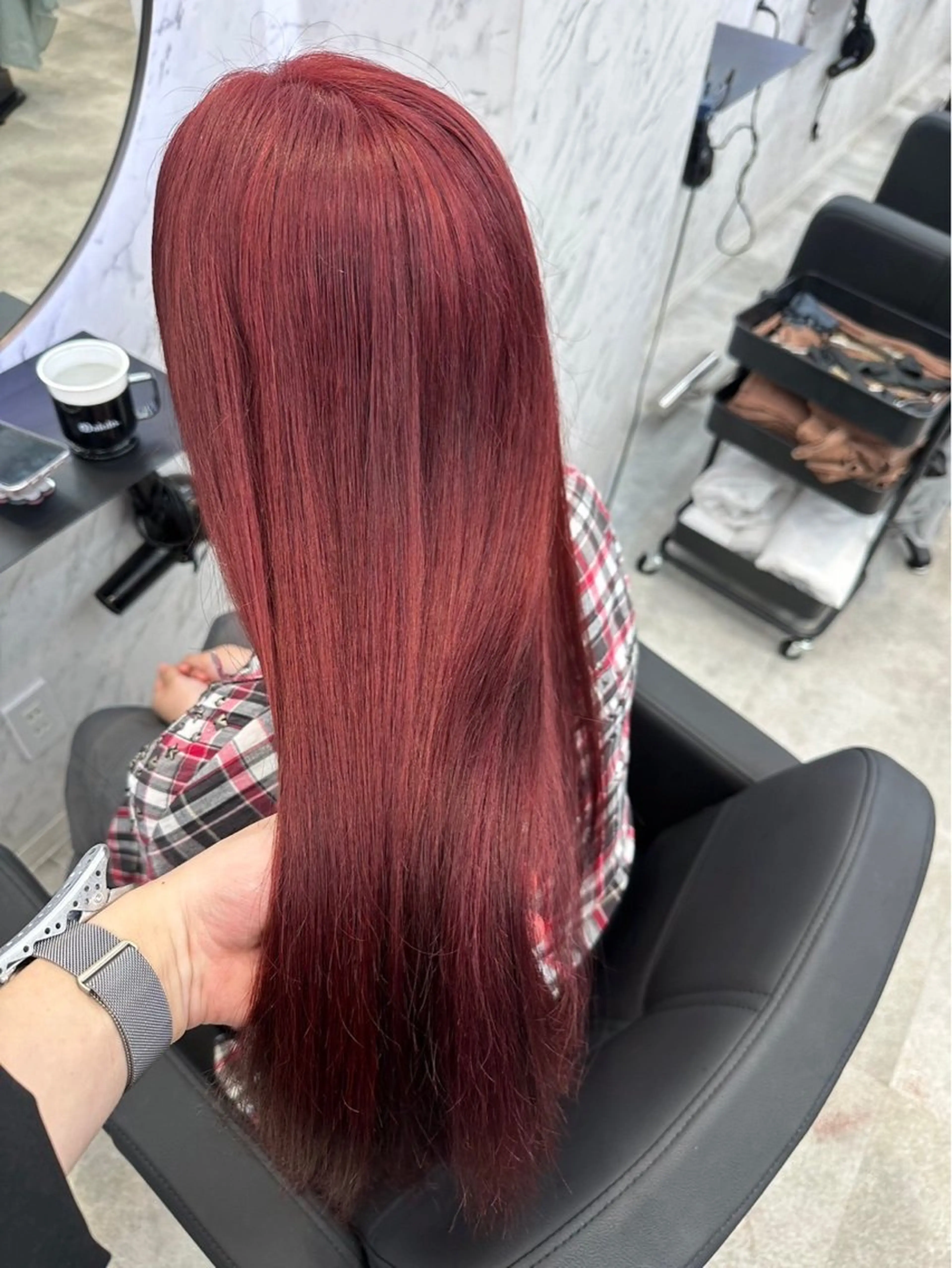 ロング カラー レッドカラー hair salon dot. mooda 韓国風サロン 町田店所属・韓国風ヘア🎀🩶 /♡𝓝𝓸𝓪♡のヘアスタイル