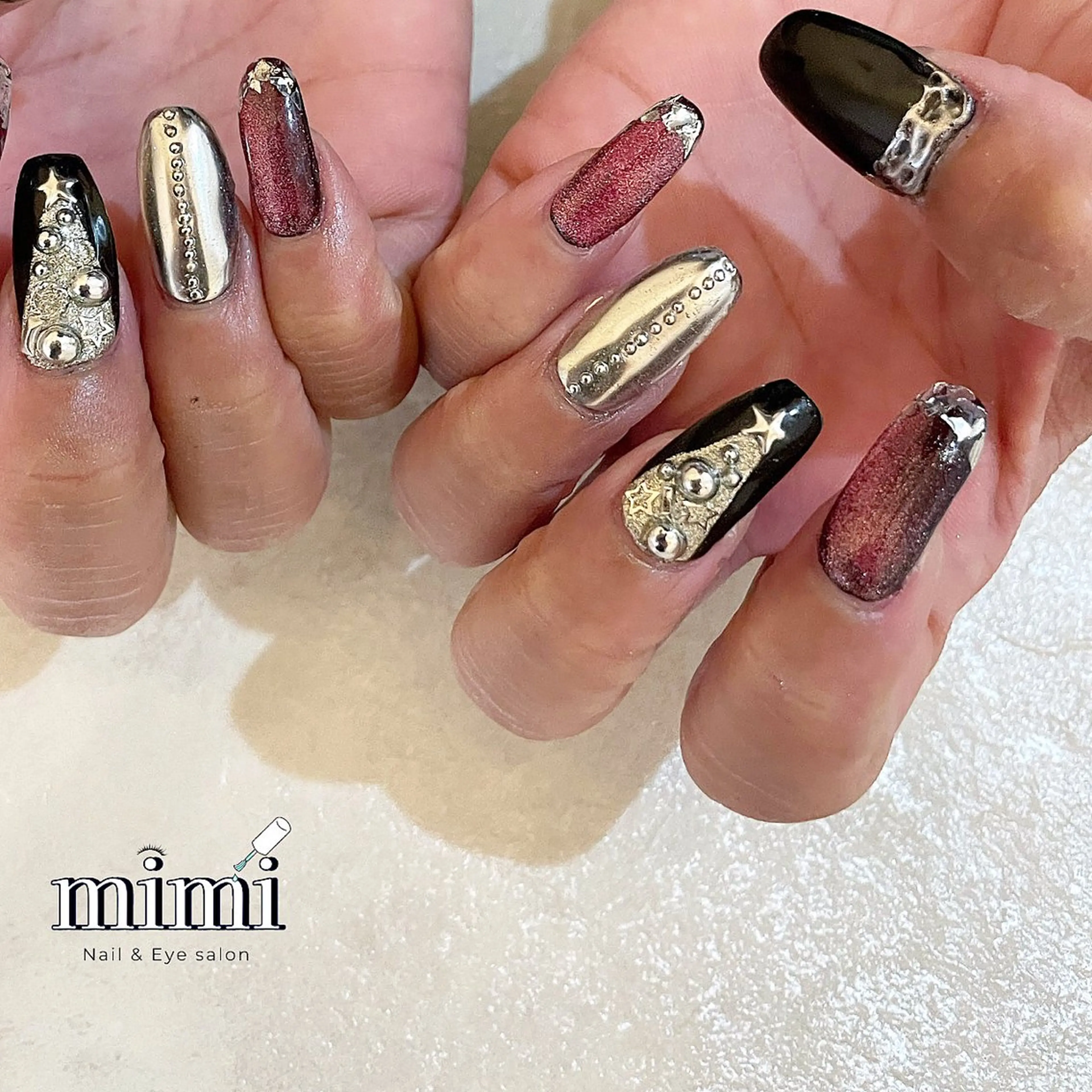 ネイル アートネイル 持ち込み 冬ネイル クリスマス ハンドネイル Nail&Eye mimiのネイルデザイン