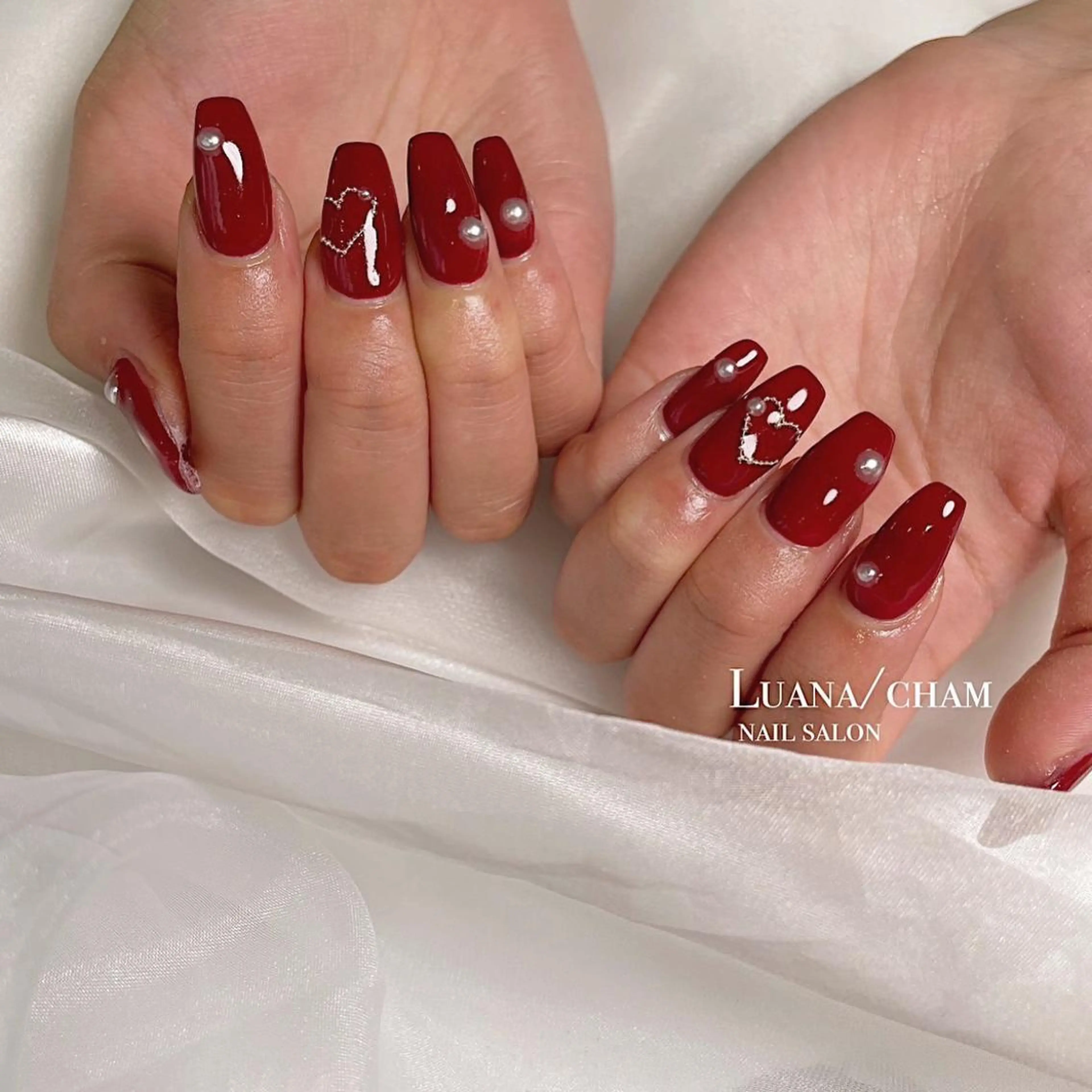 ロング ネイル 韓国風ヘア アートネイル 韓国ネイル ハンドネイル nail salon neigeのネイルデザイン