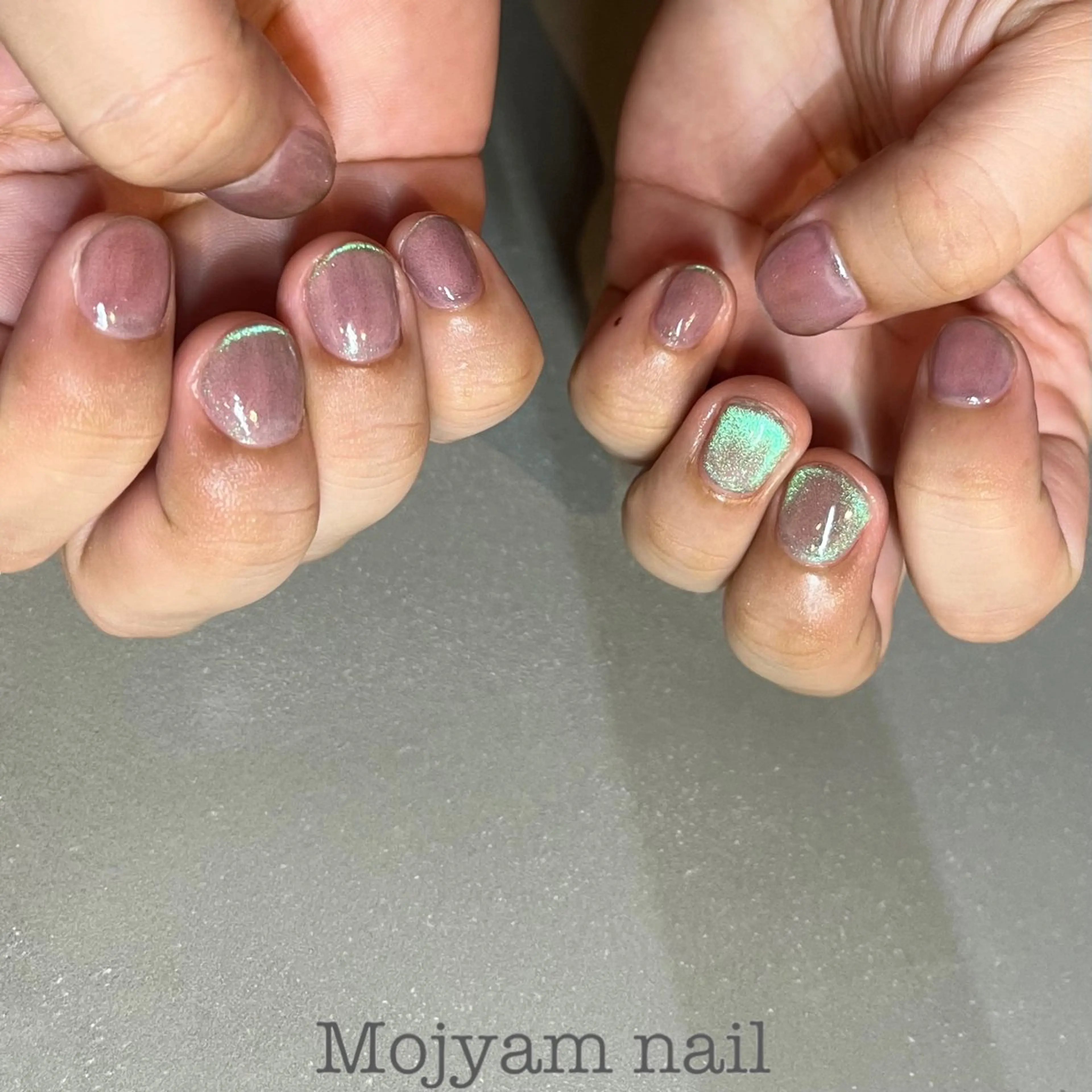 ネイル ブルー クリアネイル グリーン マグネットネイル メンズネイル ハンドネイル Mojyam nail所属・松本 実咲のネイルデザイン