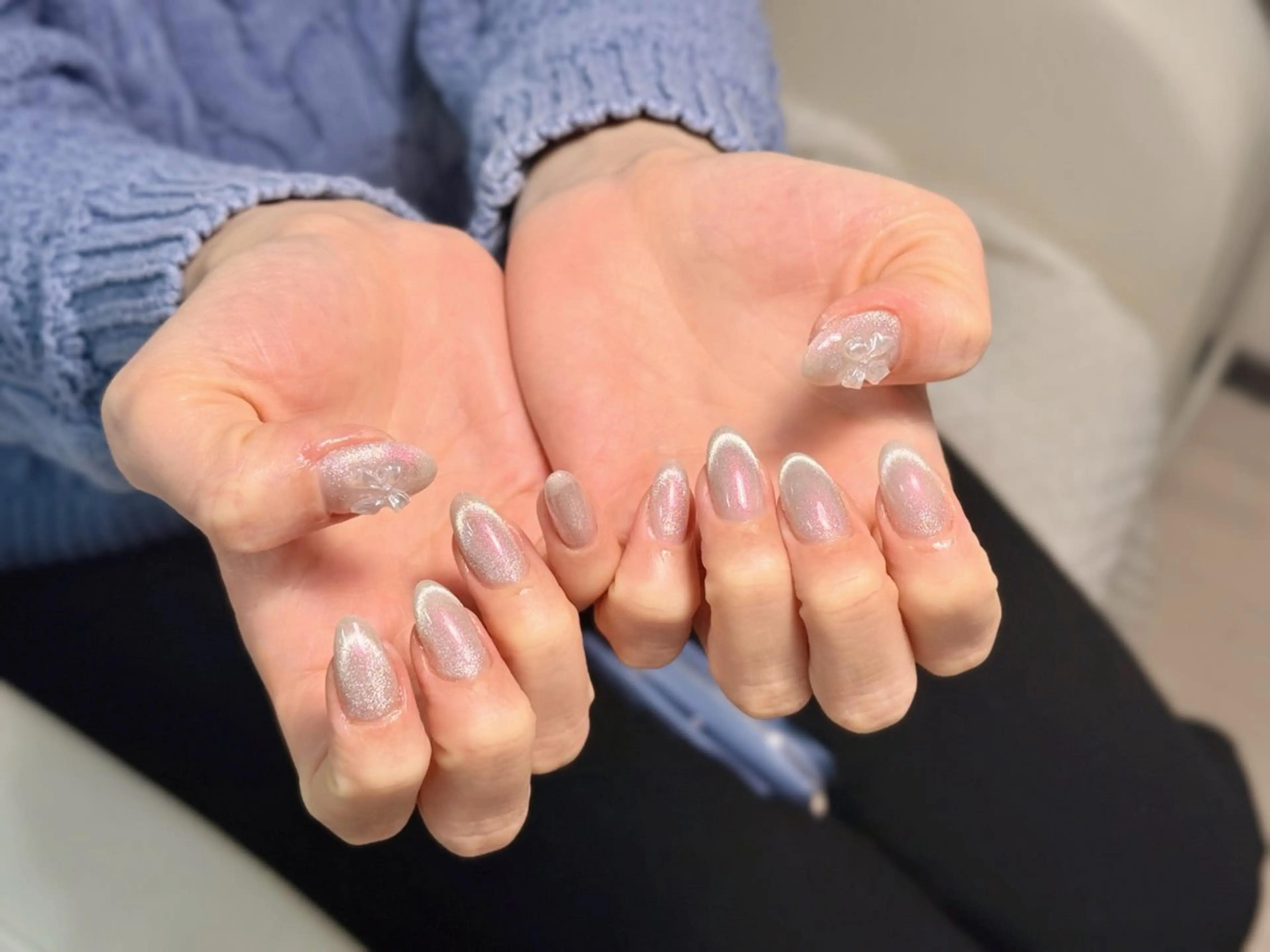 ネイル アートネイル オーロラネイル チークネイル フレンチネイル ガラスフレンチ ハンドネイル 🎀🎀YooLi Nail Salonのネイルデザイン