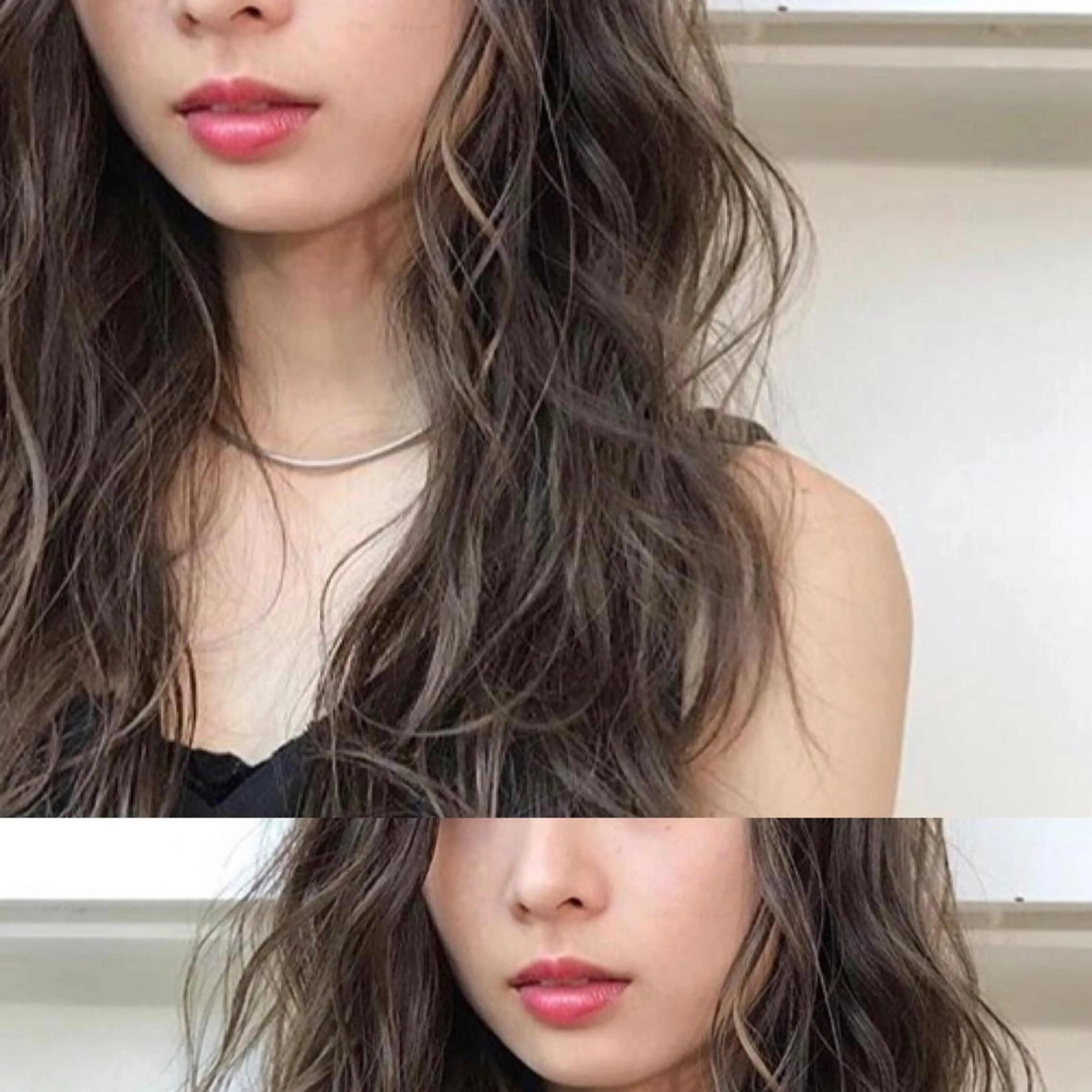 ロング カラー パーマ アッシュ 透明感カラー 竹嶌 健吾のヘアスタイル