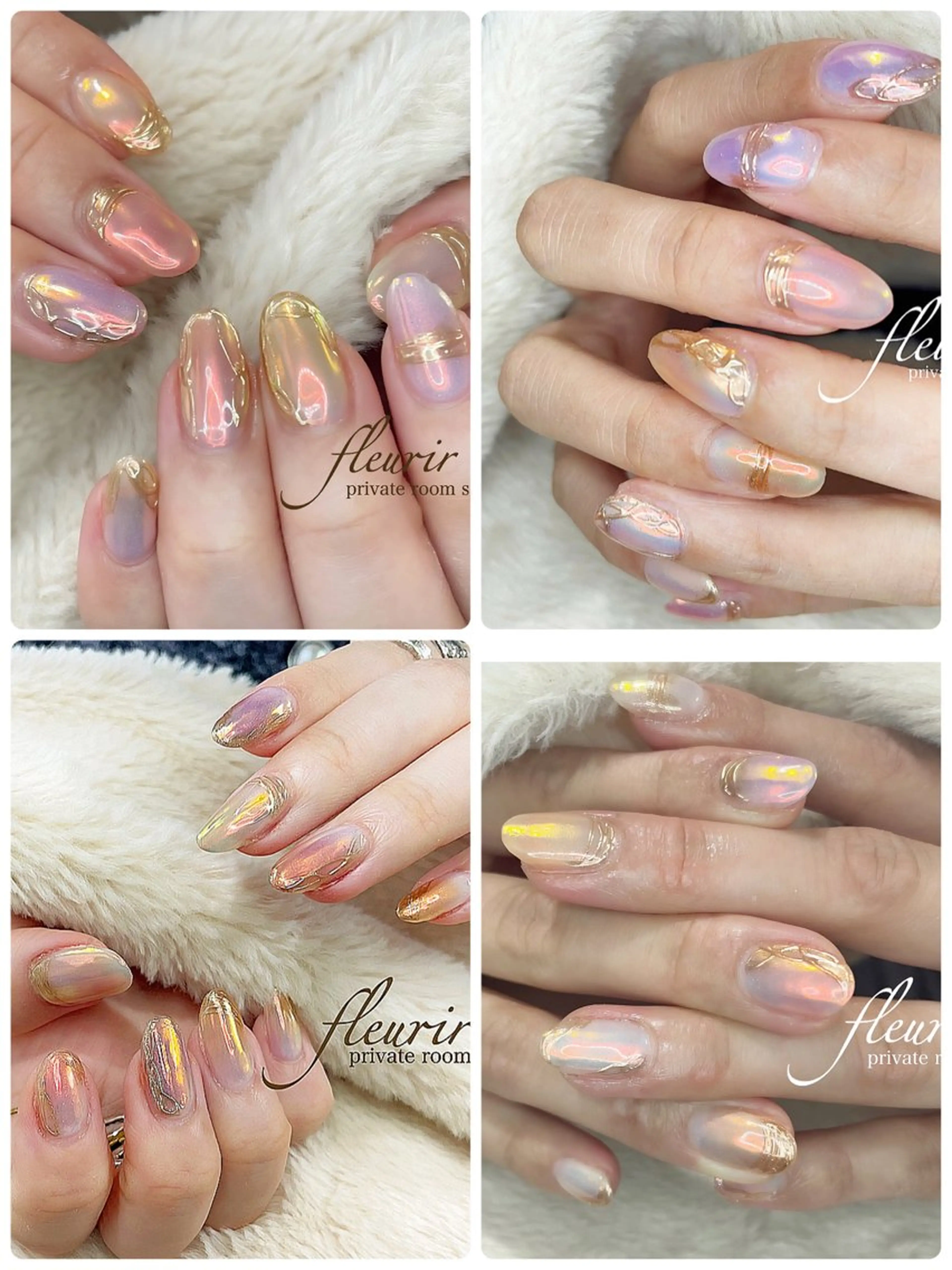 ネイル アートネイル ミラーネイル パステルネイル フルリール 【プライベートサロンのネイルデザイン