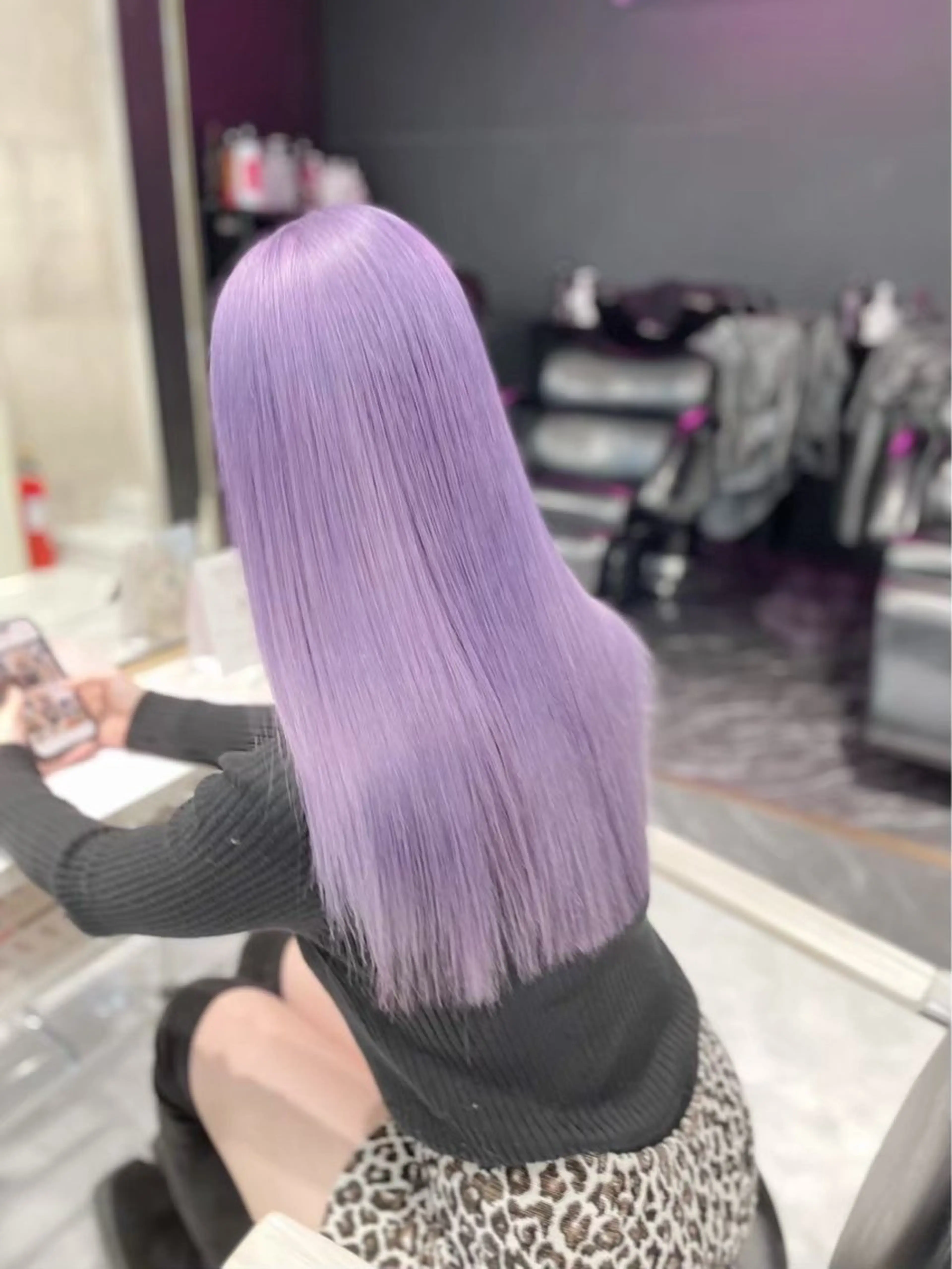 ロング カラー ベージュカラー ブリーチ ブロンド ブルーカラー ブルーラベンダー ヘアカラー トリートメント ハイトーン×韓国ヘア 💍tiam💍のヘアスタイル