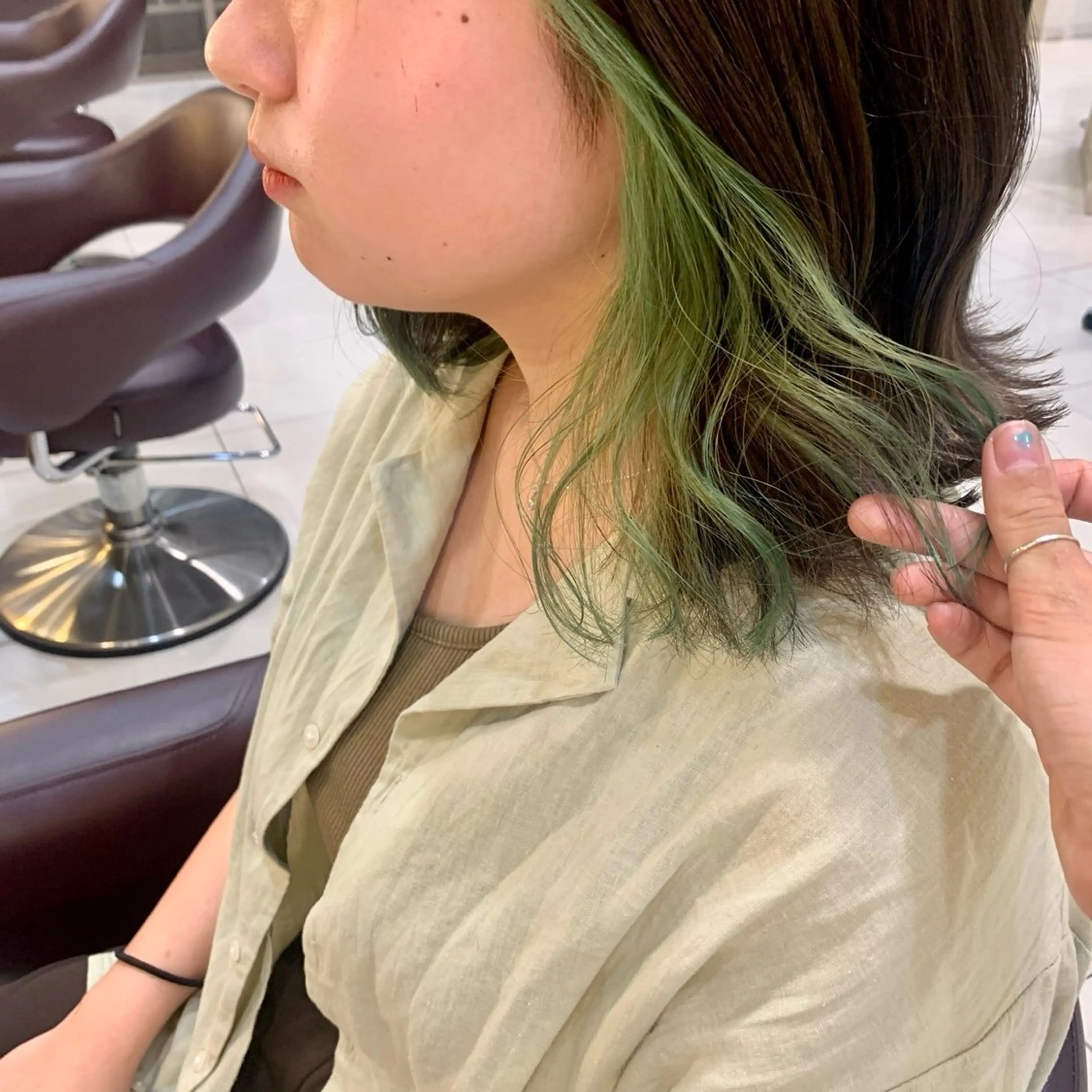 カラー イヤリングカラー Ancheri by flammeum戸塚店所属・ひな/ボブカット/ ブリーチなしWカラーのヘアスタイル