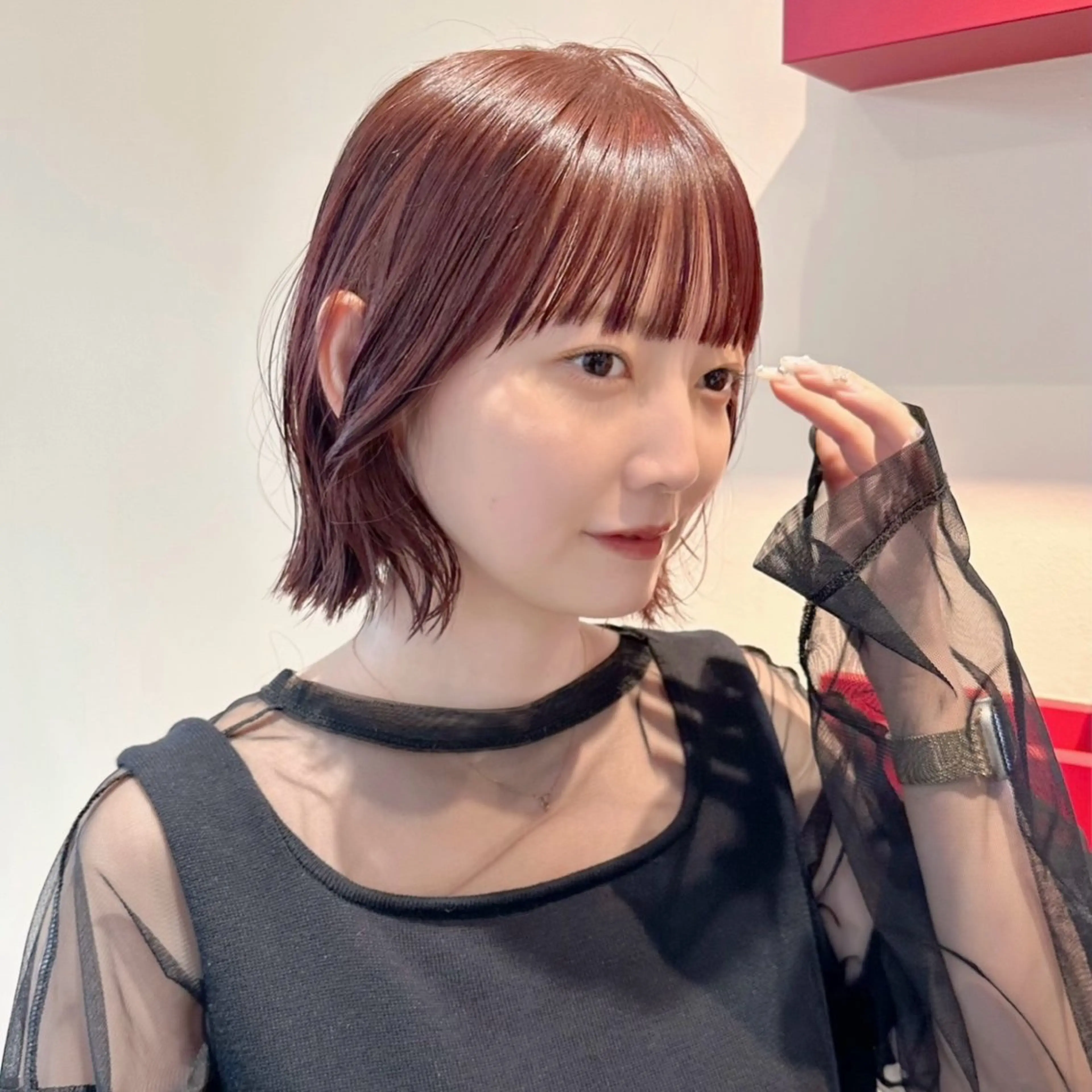 ミディアム カット ヘアカラー トリートメント ヘアセット 🧸🫧暖色/ボブ/ 橋本美柚🫧🧸のヘアスタイル