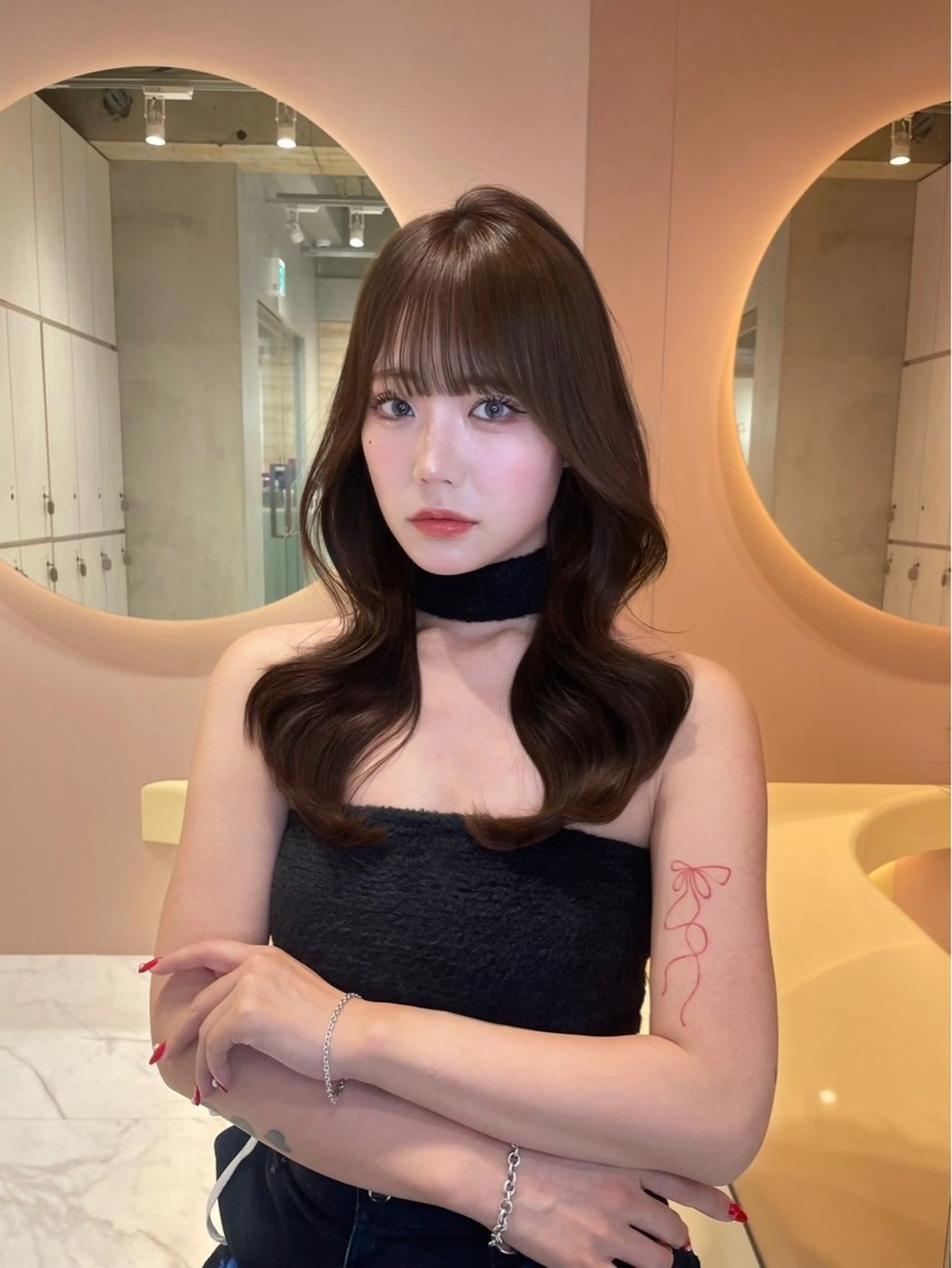 セミロング くびれヘア 韓国風ヘア 大和田拓夢 /縮毛矯正/艶髪ボブのヘアスタイル