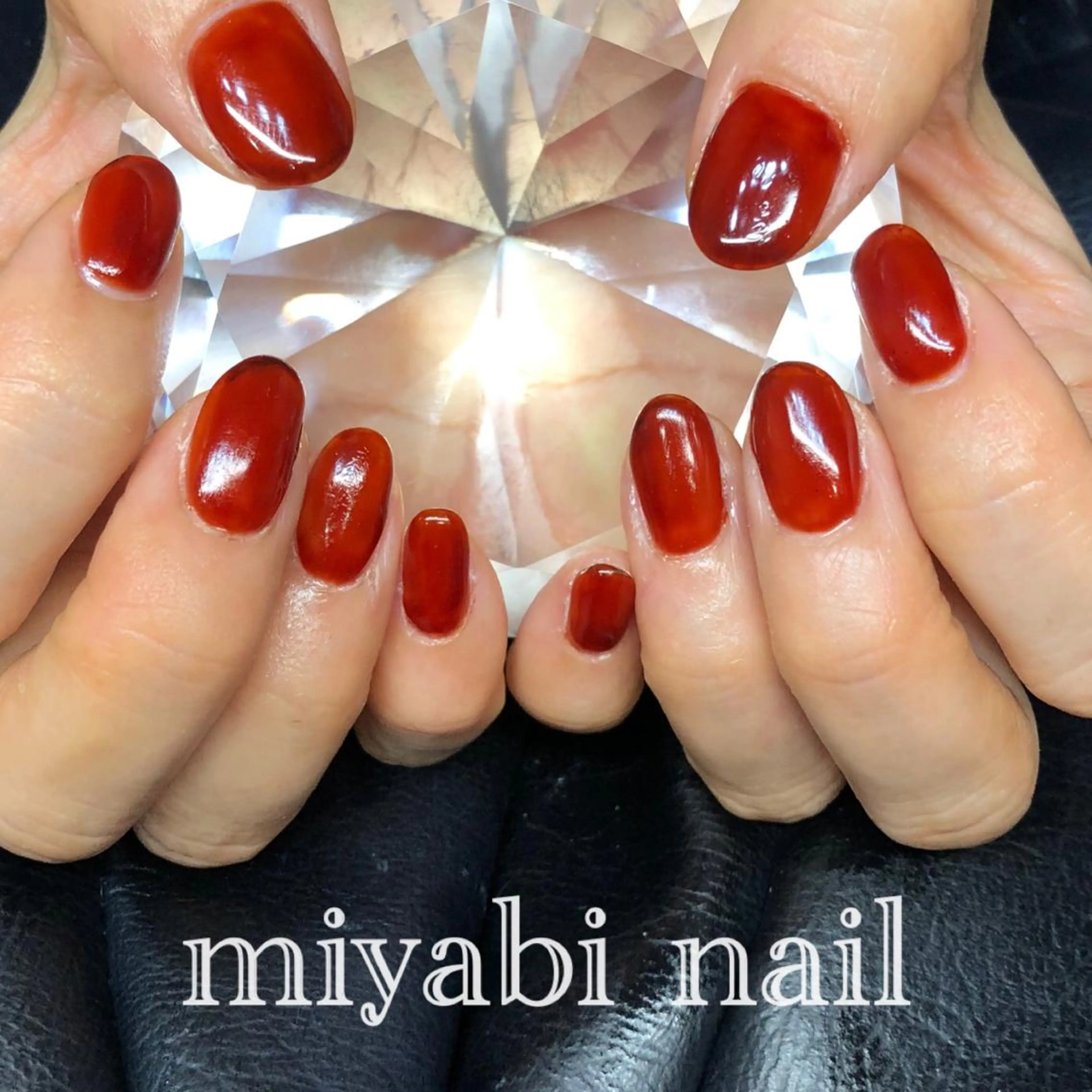 ネイル ジェルネイル ワンカラーネイル 赤色 ショートネイル シンプルネイル ハンドネイル miyabi nail 桂川駅近くのネイルデザイン