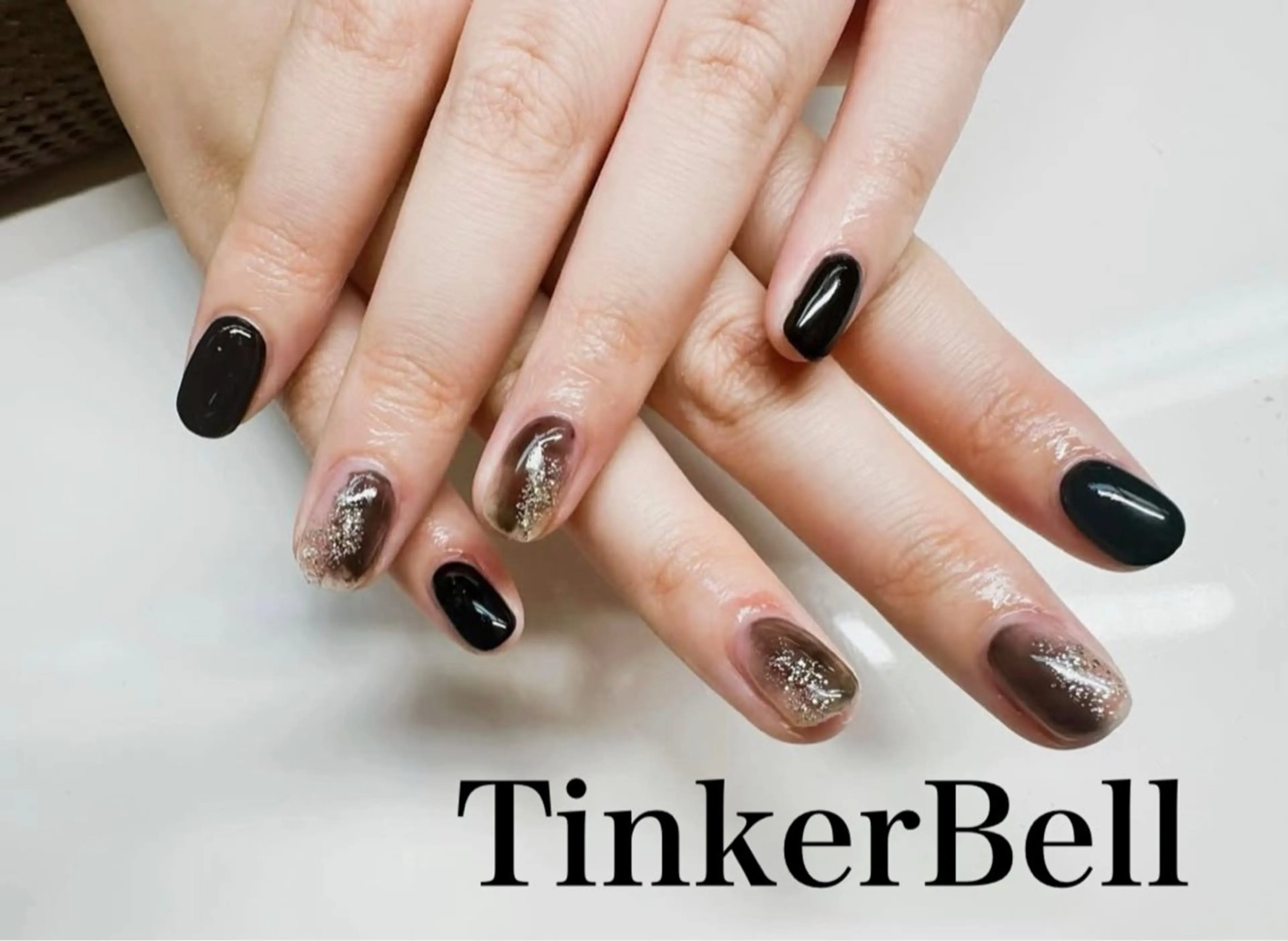 ネイル ラメ(グリッター) ハンドネイル Tinker Bellのネイルデザイン