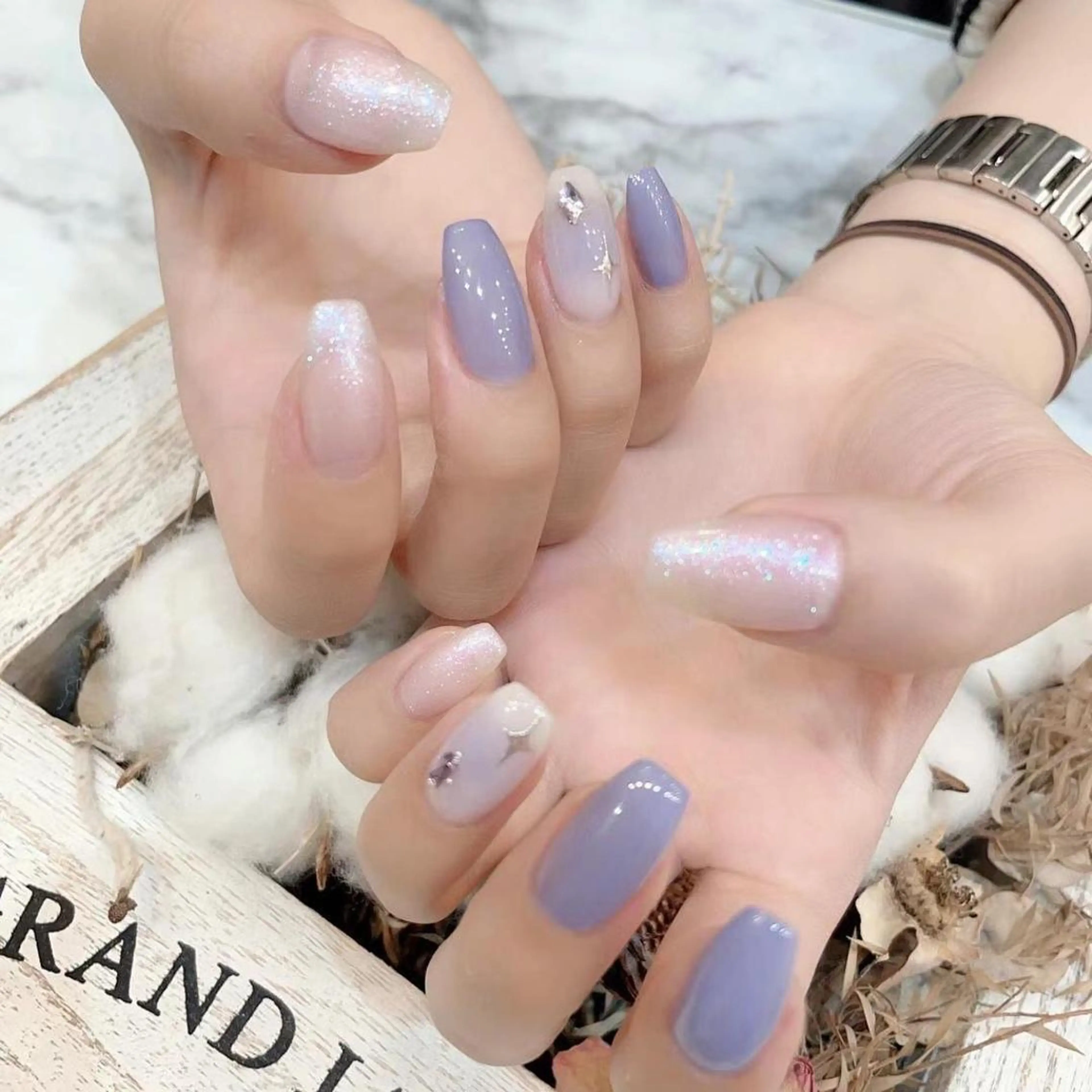 ネイル 氷ネイル・うるうるネイル パープル My nail所属・babarla Nailのネイルデザイン