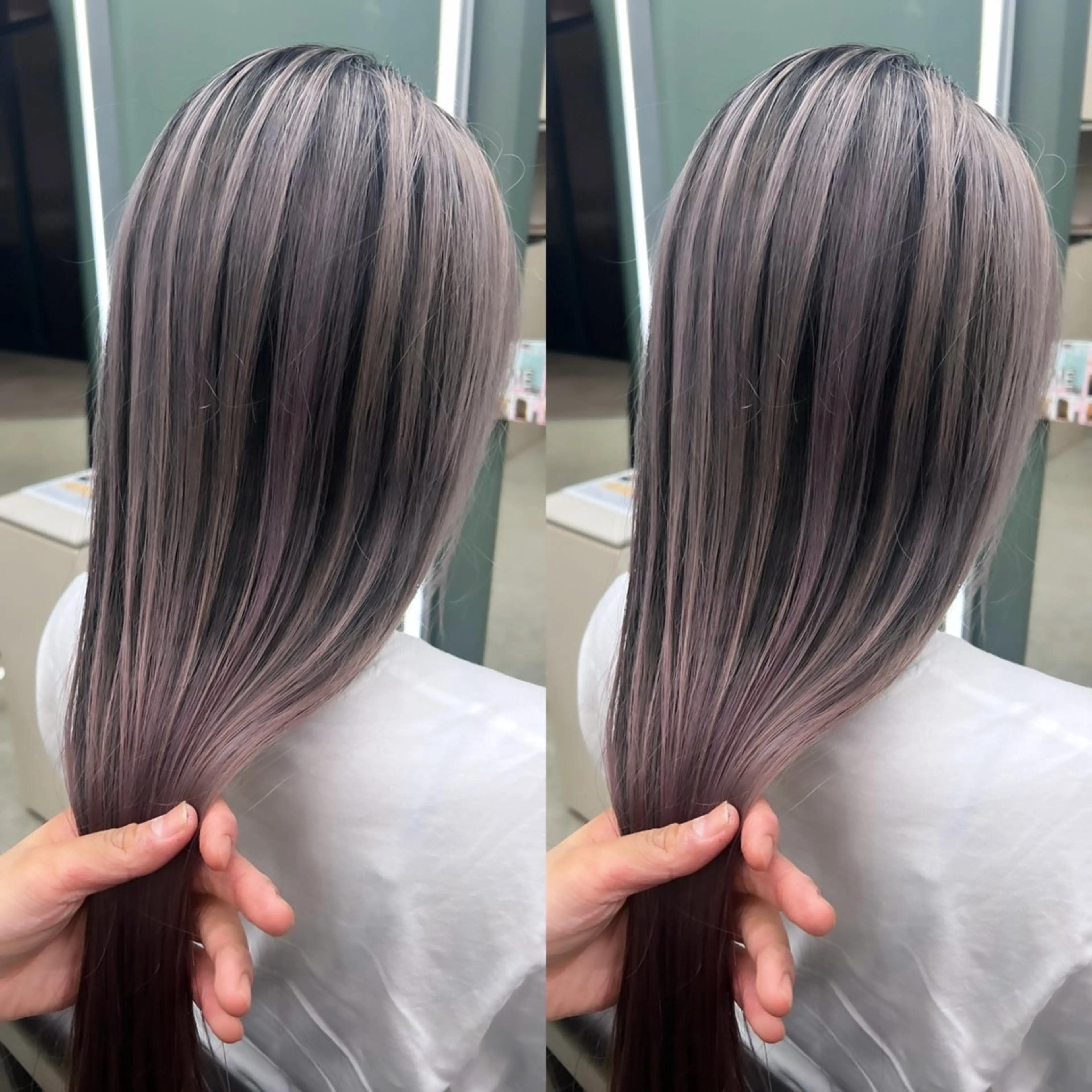 ロング カラー バレイヤージュ ベージュカラー ブリーチ グラデーションカラー ハイライトカラー 質感重視/レイヤー/ ケアブリーチ/志音のヘアスタイル