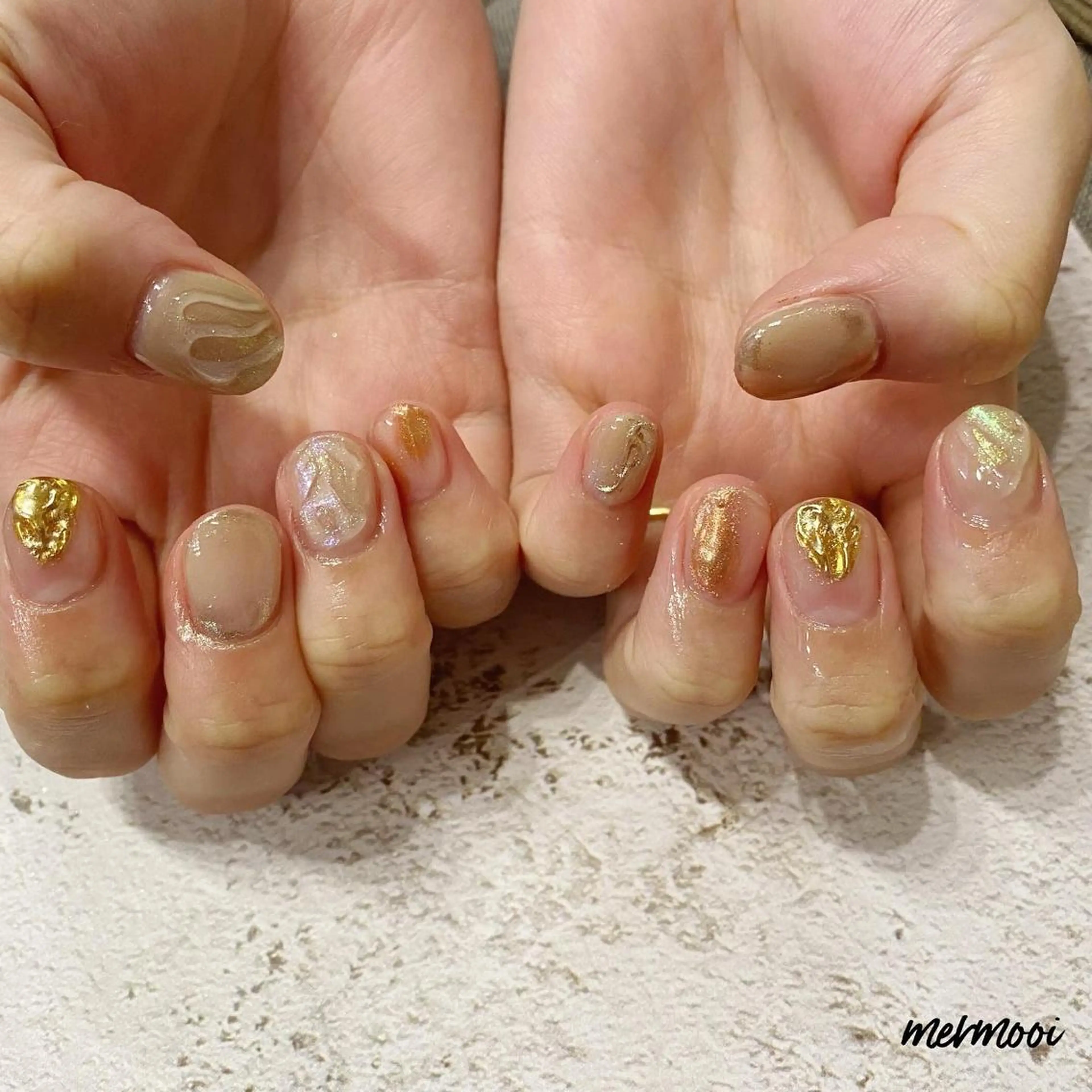 ネイル キラキラネイル 韓国ネイル ニュアンスネイル スカルプネイル ハンドネイル mermooi nailのネイルデザイン