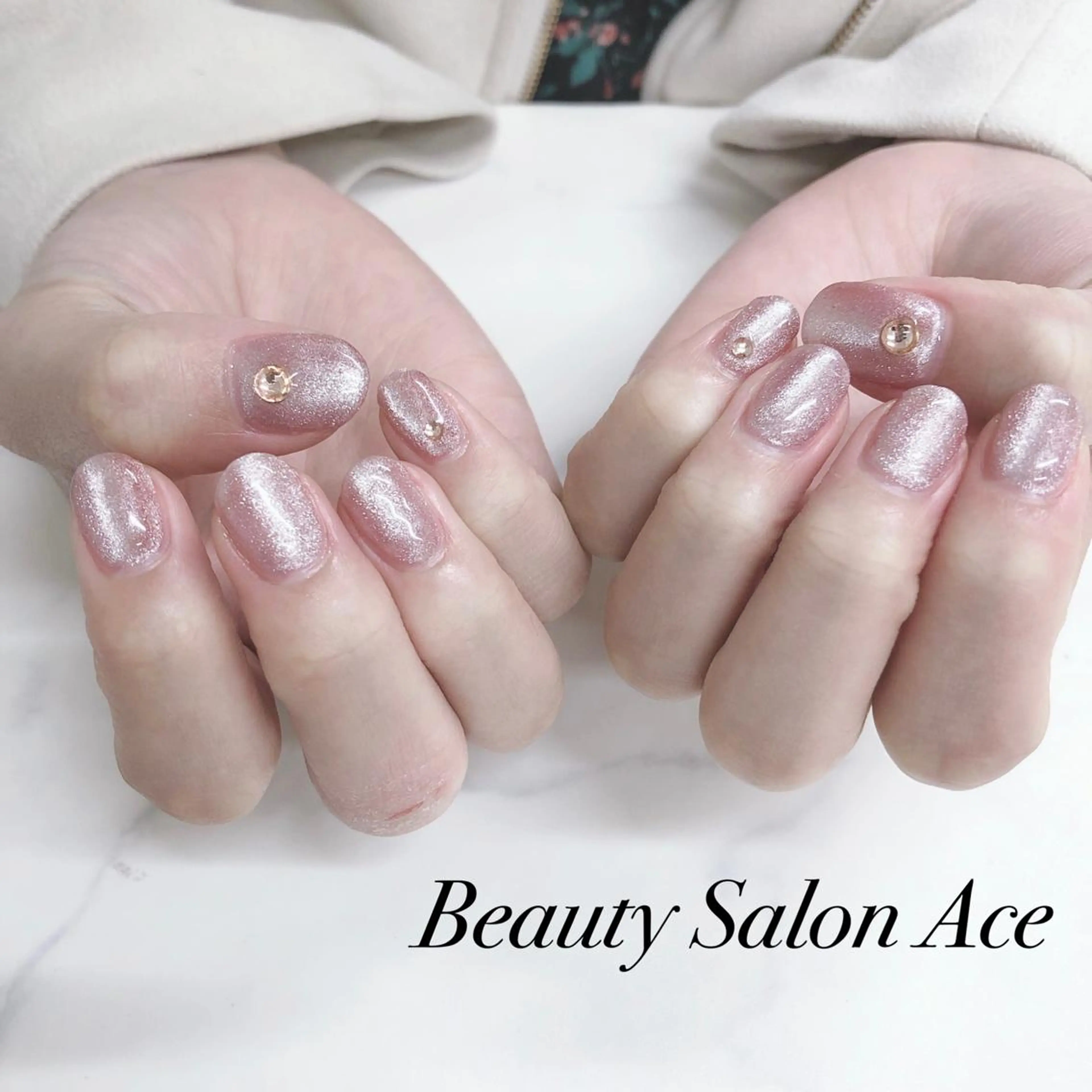 ネイル マグネットネイル メンズネイル 春ネイル ストーンネイル Beauty Salon Ace（ネイルサロン　エース）所属・池袋フィルイン Ace♡長さだしのネイルデザイン