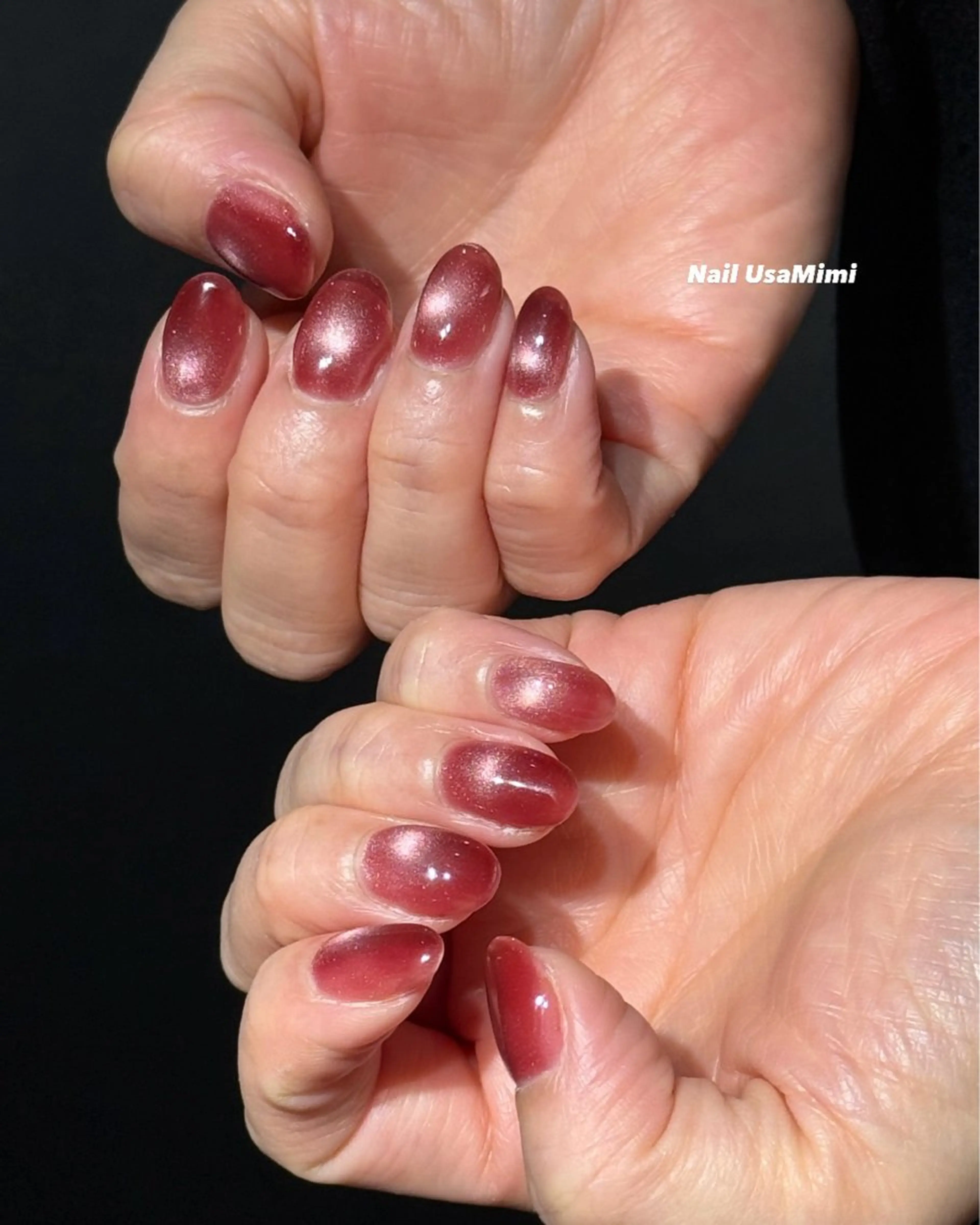 ネイル ジェルネイル 氷ネイル・うるうるネイル 韓国ネイル マグネットネイル ワンホンネイル ハンドネイル 本町ネイルNail UsaMimiのネイルデザイン