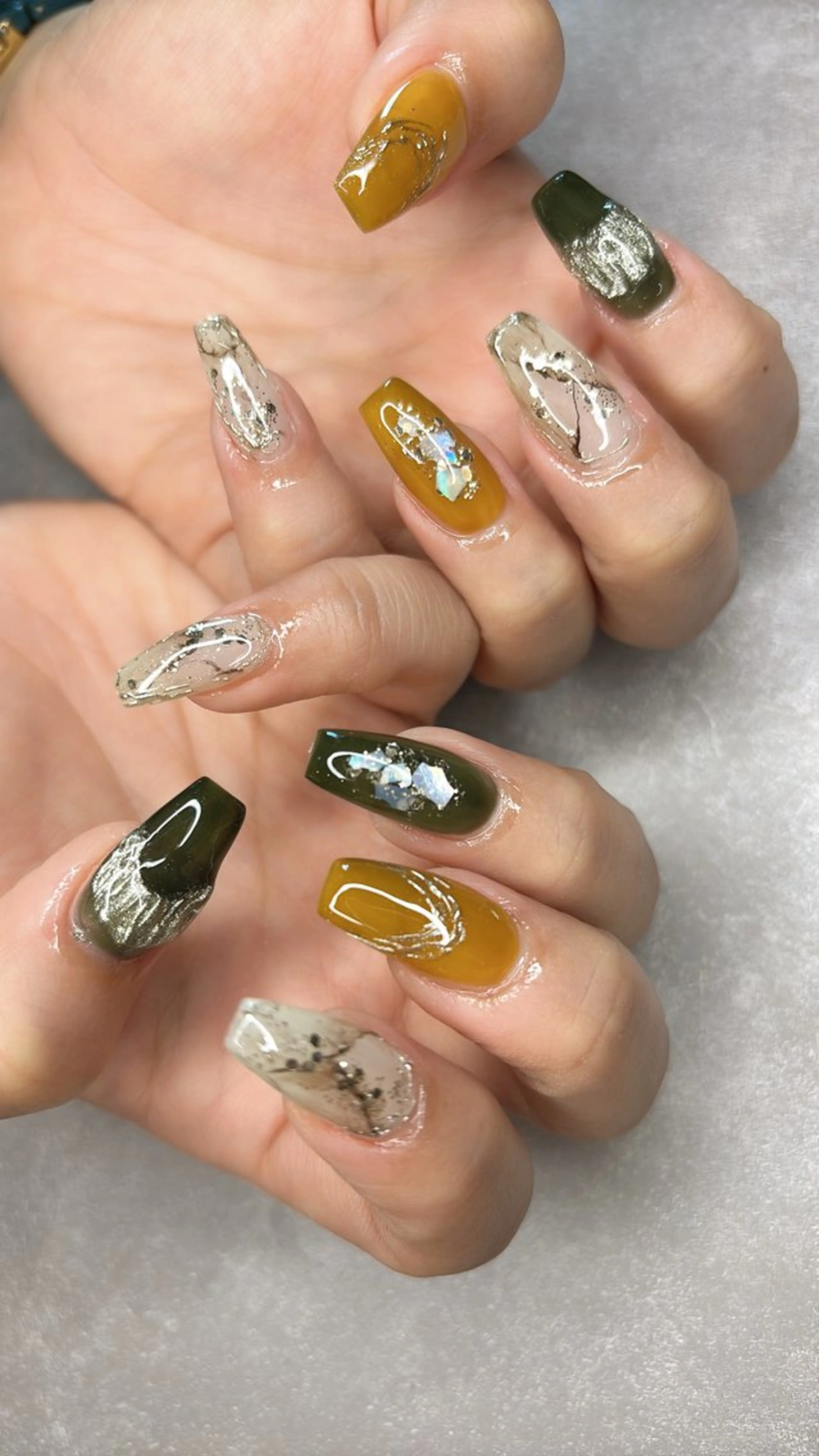 ネイル アートネイル 韓国ネイル ロングネイル 大理石ネイル(マーブル) 持ち込み ハンドネイル happiness nailのネイルデザイン
