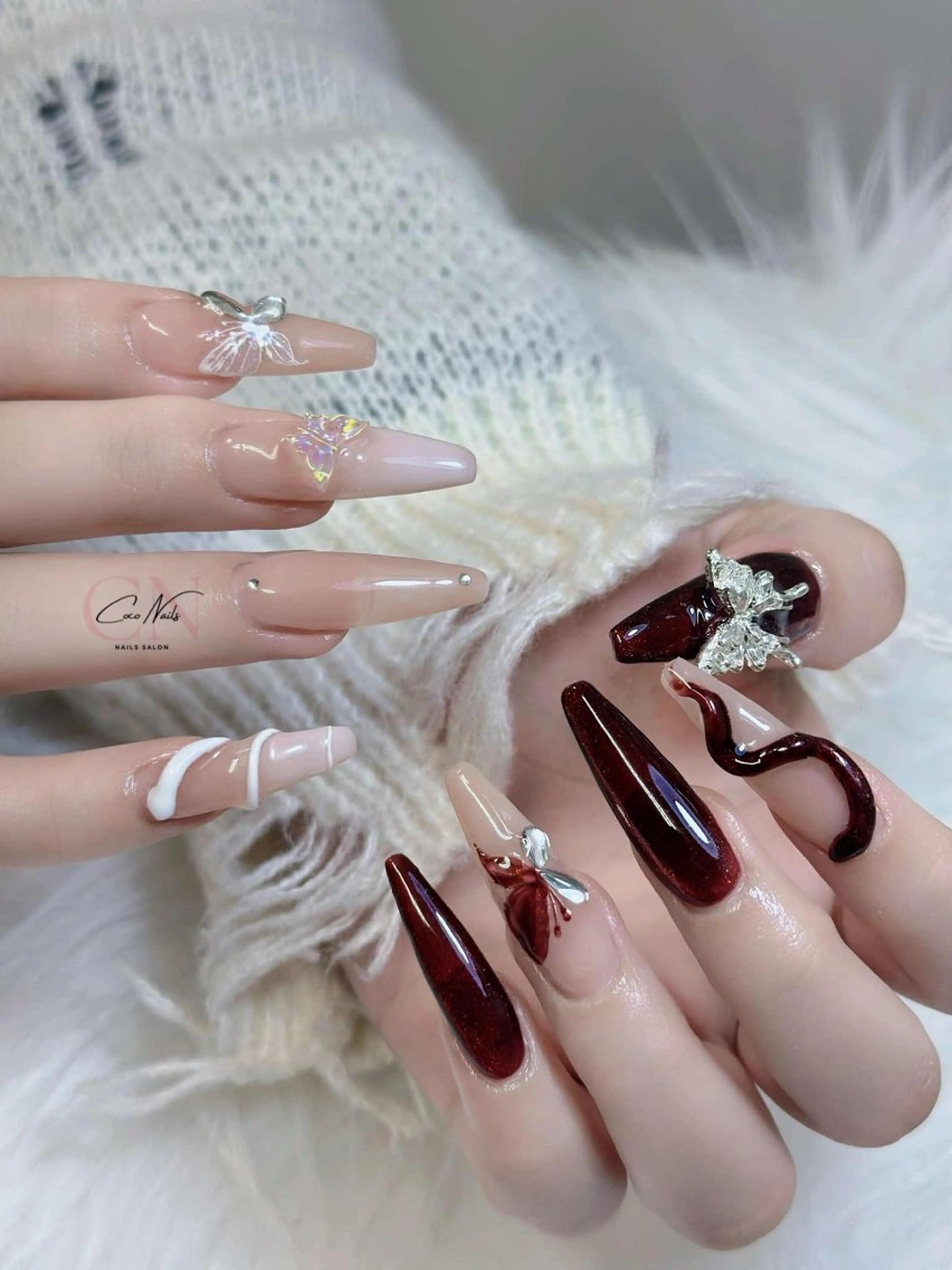 ネイル アートネイル フレンチネイル ジェルネイル 韓国ネイル マグネットネイル 波 なみのネイルデザイン