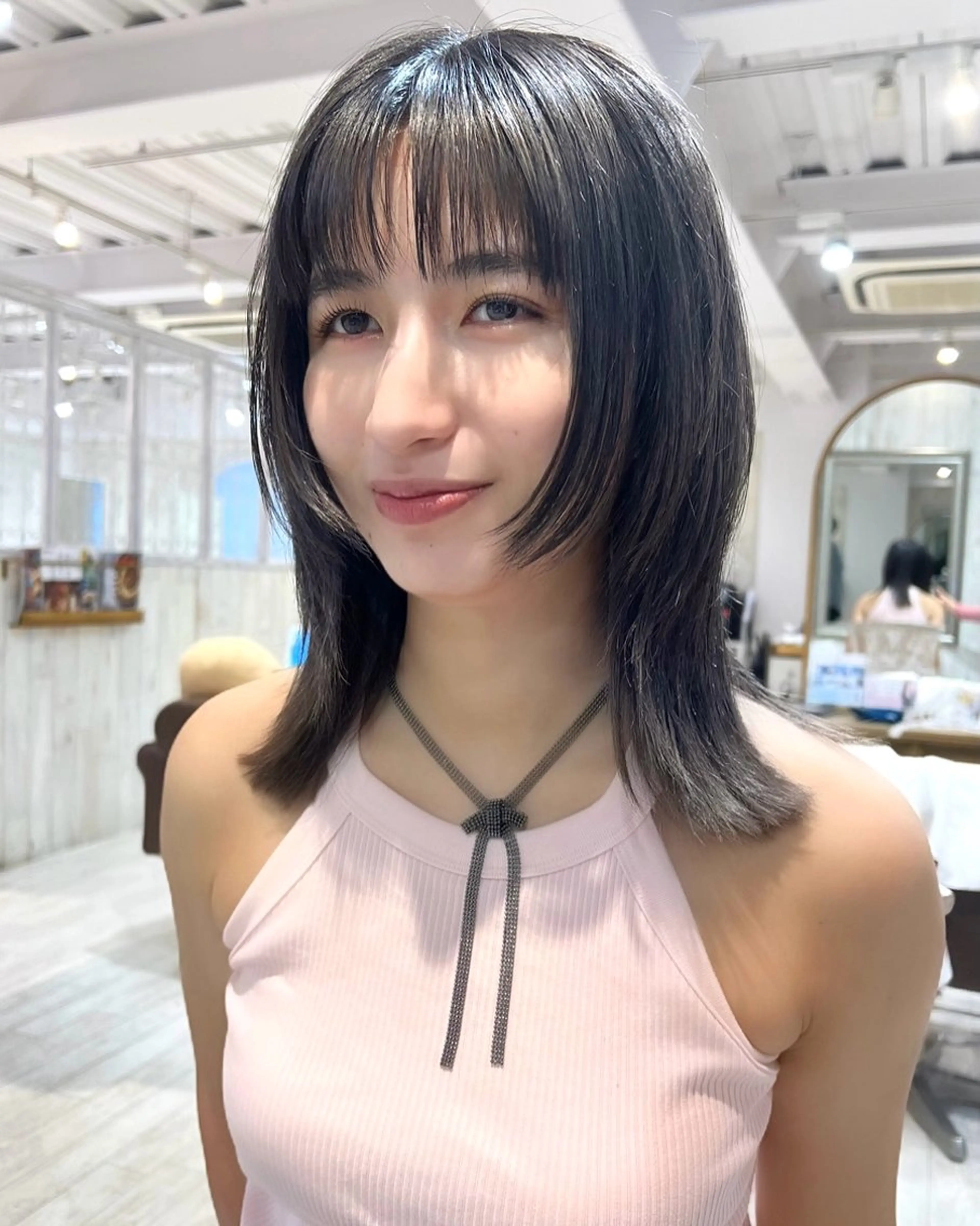 ミディアム くびれヘア 韓国ヘア 🎀華澄のヘアスタイル