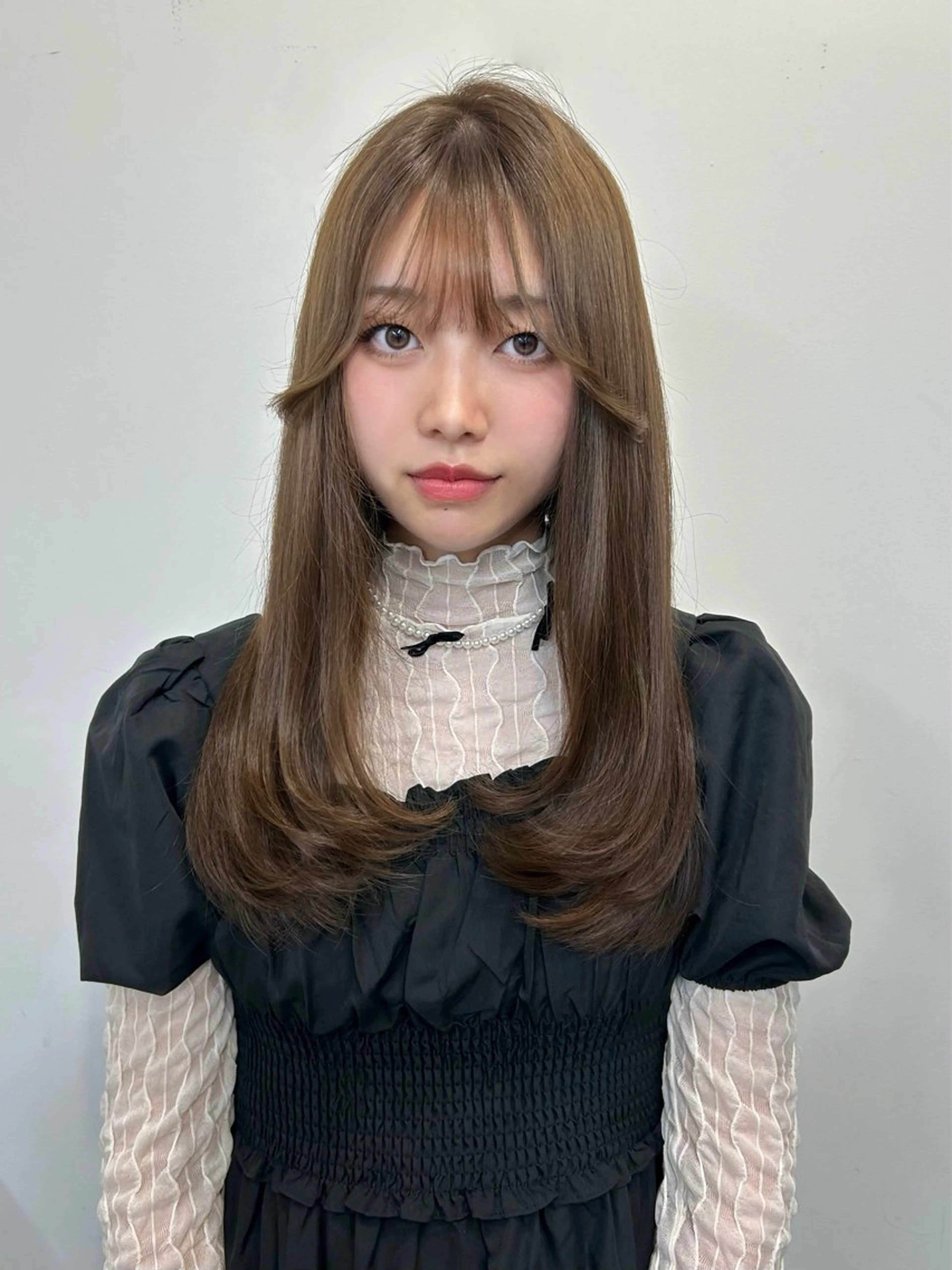 セミロング カラー ボブ 顔まわりレイヤー 韓国風ヘア レイヤーカット 似合わせカット カット ヘアカラー トリートメント sunc所属・レイヤーカット ワンホンヘアそうたのヘアスタイル