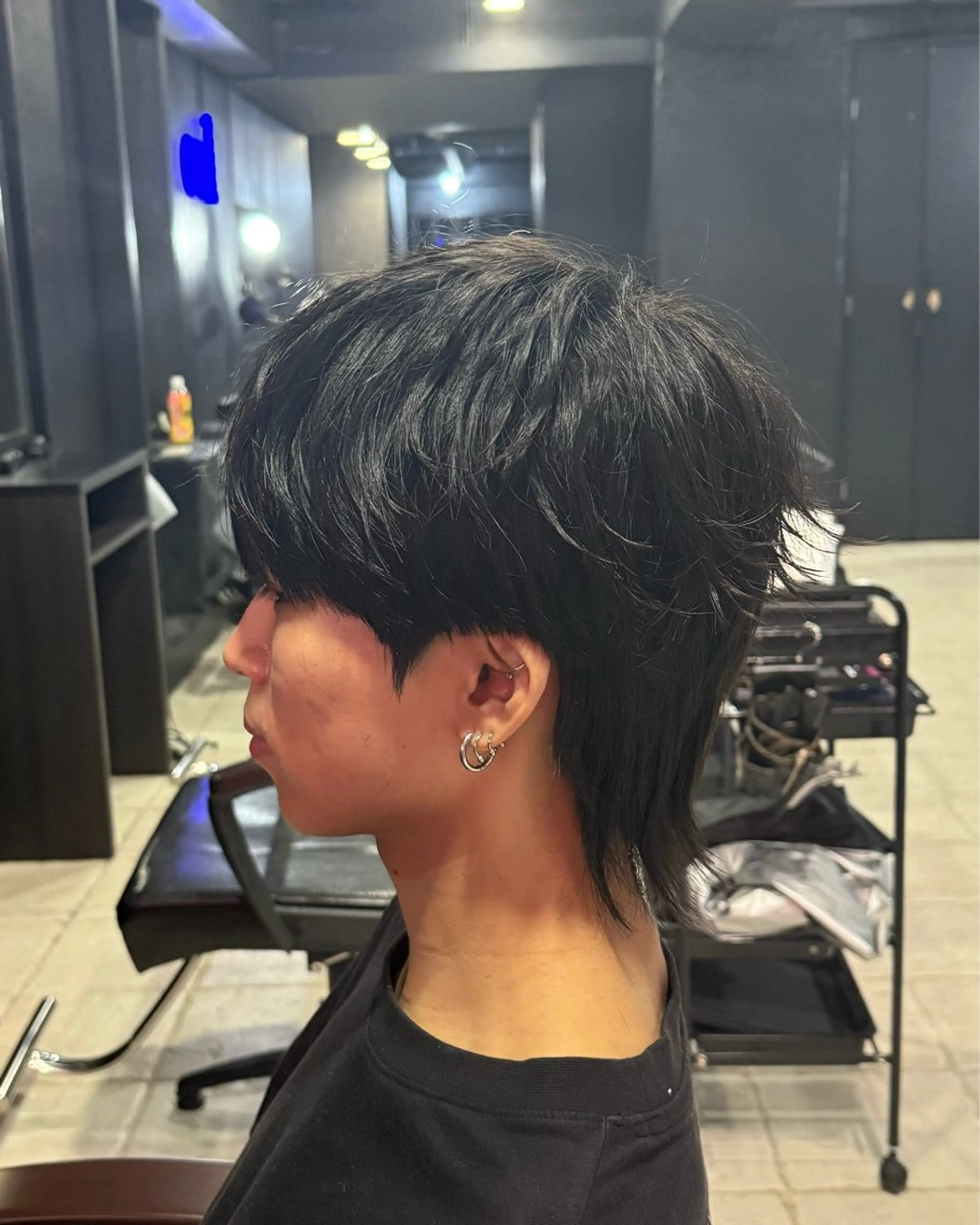 ミディアム パーマ メンズ カット パーマ 難波/メンズウルフ・ フェザーパーマ鶴田文のヘアスタイル