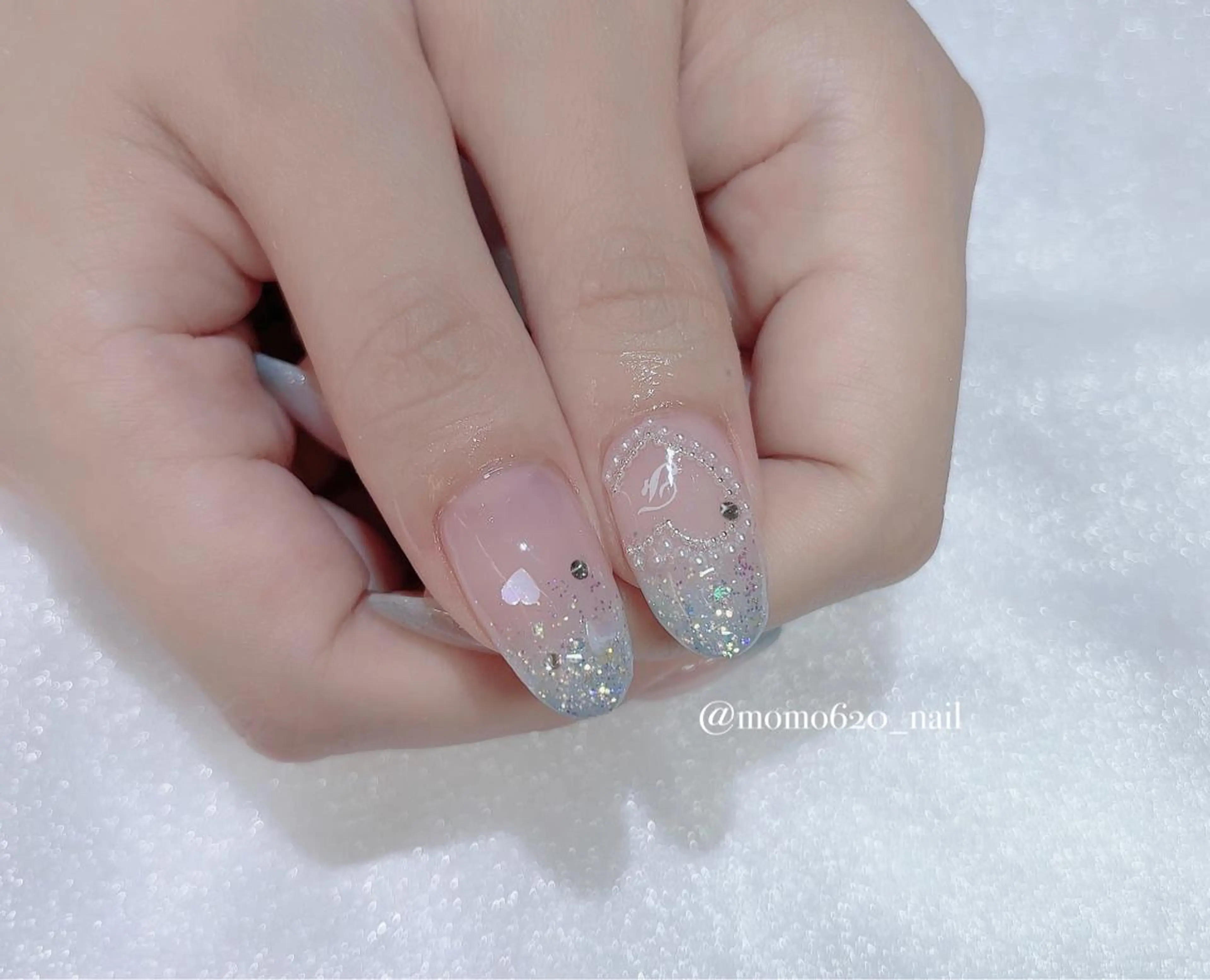 ネイル ブルー ハンドネイル フットネイル nailsalon moca 堀江店所属・moca堀江店 momokaのネイルデザイン