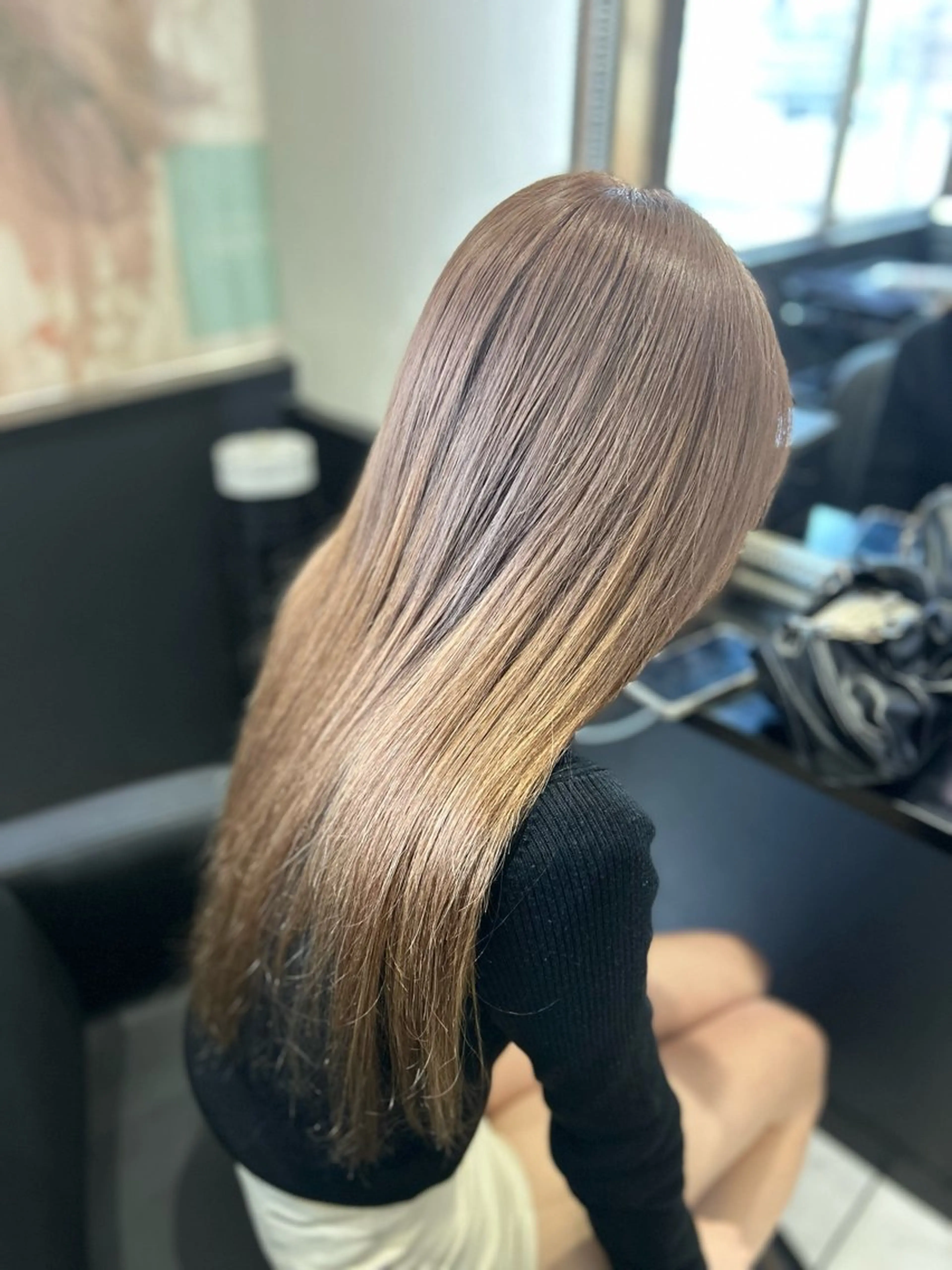 ロング ボブ ロング カット エクステ 長田 麻友子のヘアスタイル