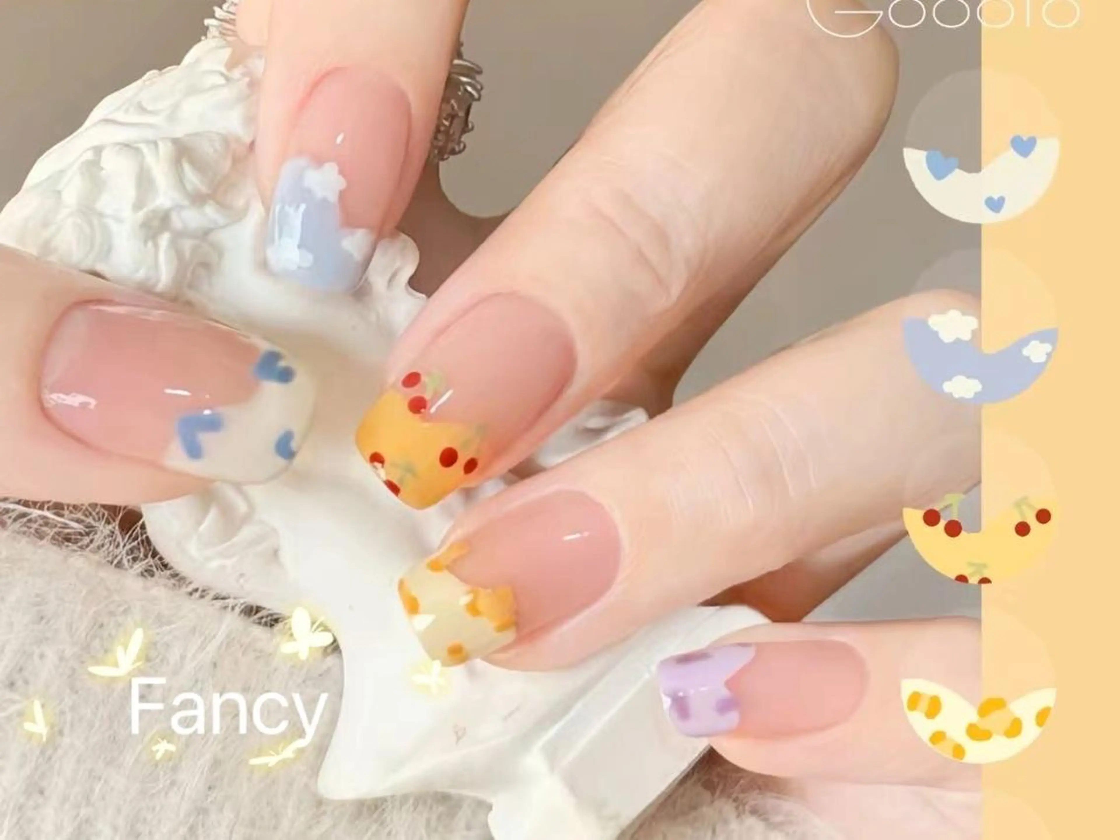 ネイル チークネイル 長さ出し フットネイル フレンチネイル ジェルネイル Fancyネイル サロン練馬店のネイルデザイン