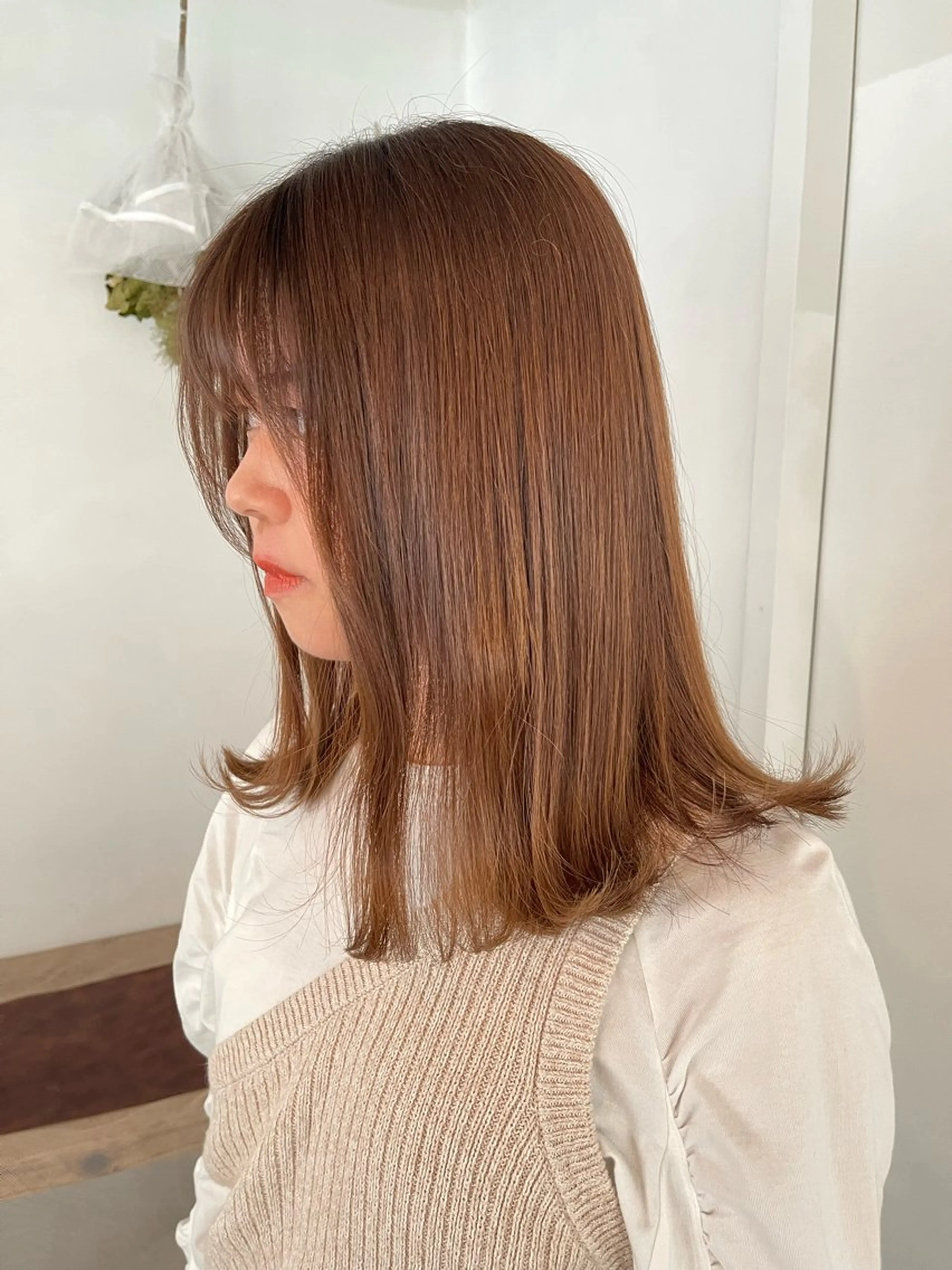 カラー ベージュカラー ブリーチ ミルクティーベージュ ブリーチなしカラー ヘアカラー ボブ/レイヤー /河内温太のヘアスタイル