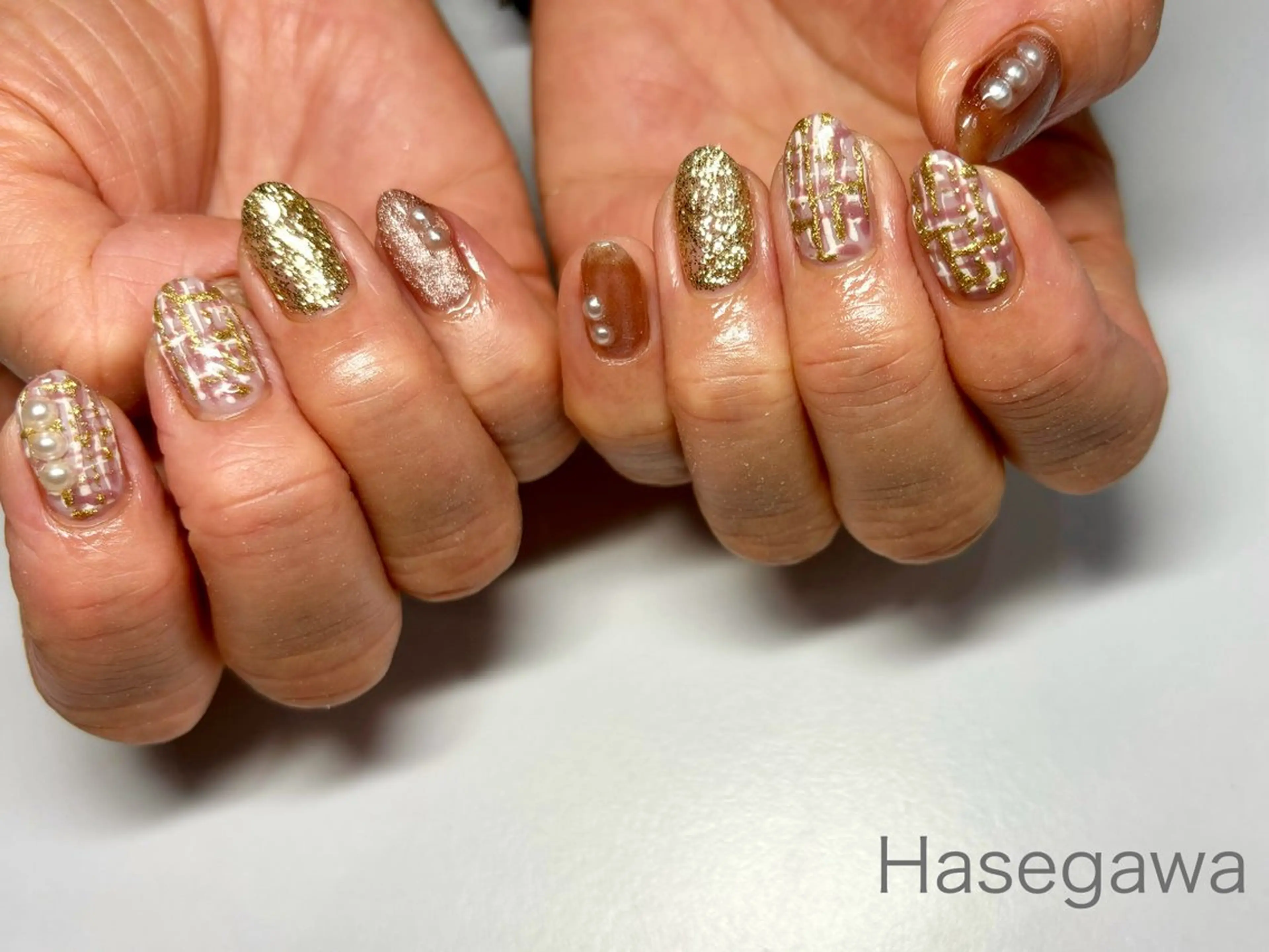 ネイル マグネットネイル ツイードネイル ハンドネイル DROP所属・DROP 長谷川のネイルデザイン