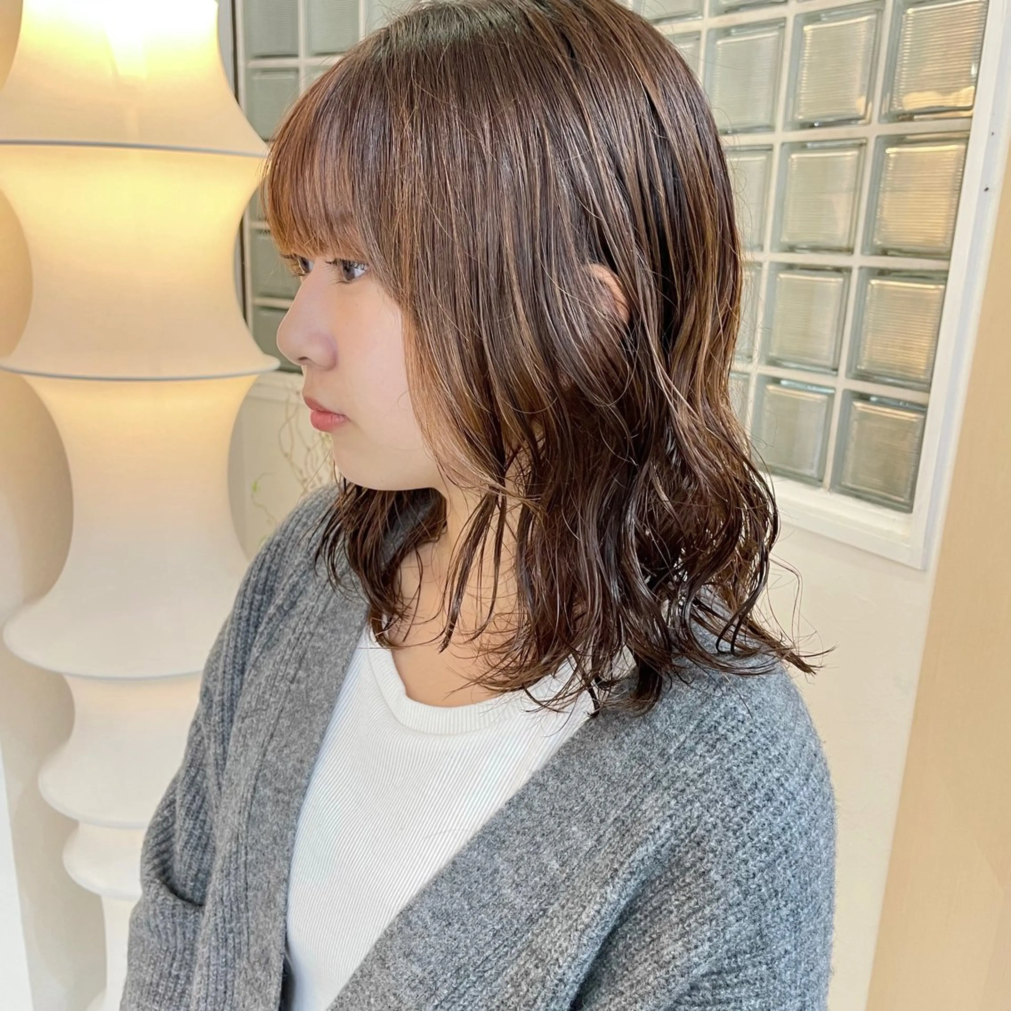 ミディアム カラー パーマ ミディアムパーマ デジタルパーマ カット パーマ トリートメント YUKO/ 似合わせ韓国風パーマのヘアスタイル