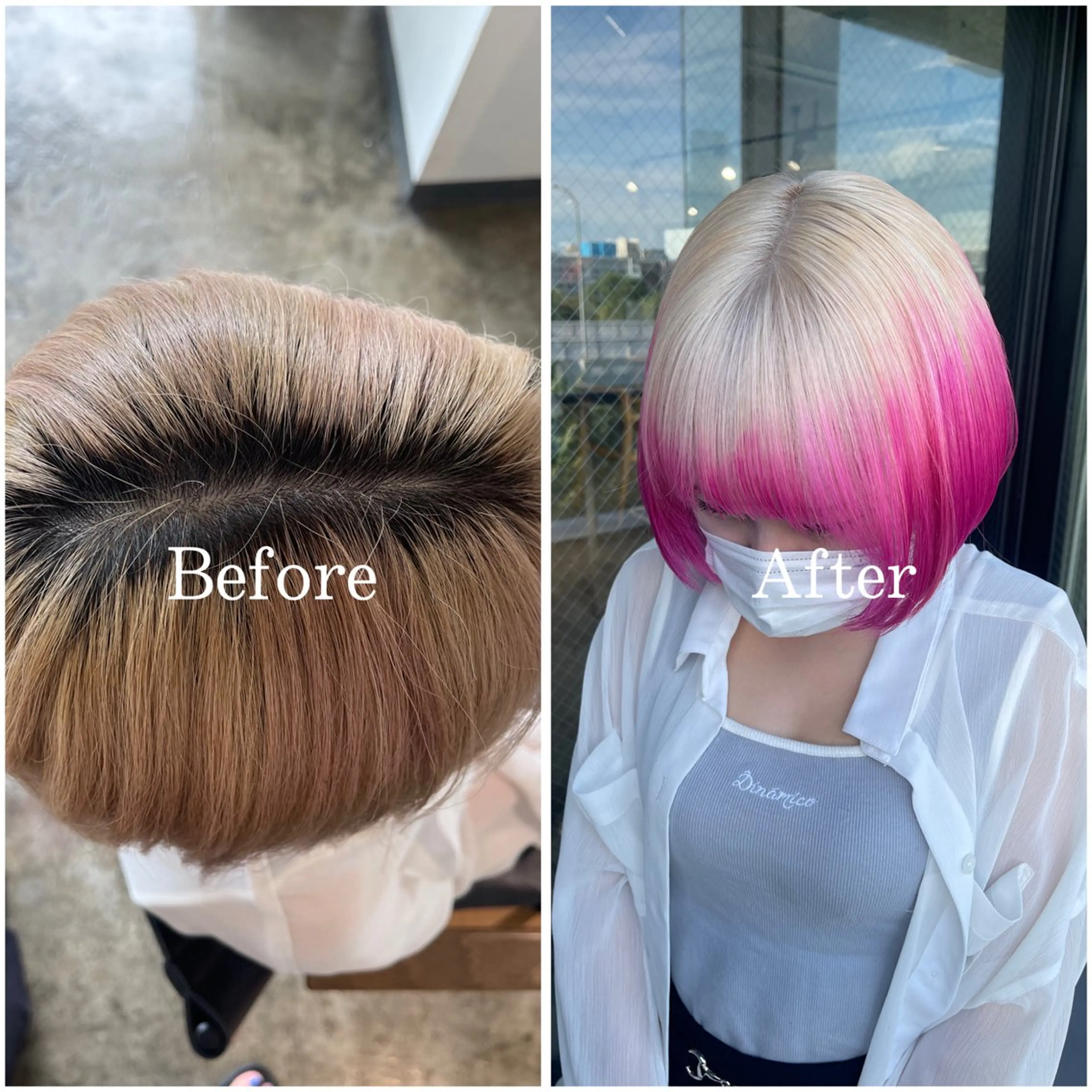 ショート カラー ブリーチ デザインカラー ハイトーンカラー ムラ修正/ ハイトーン💖Riaのヘアスタイル