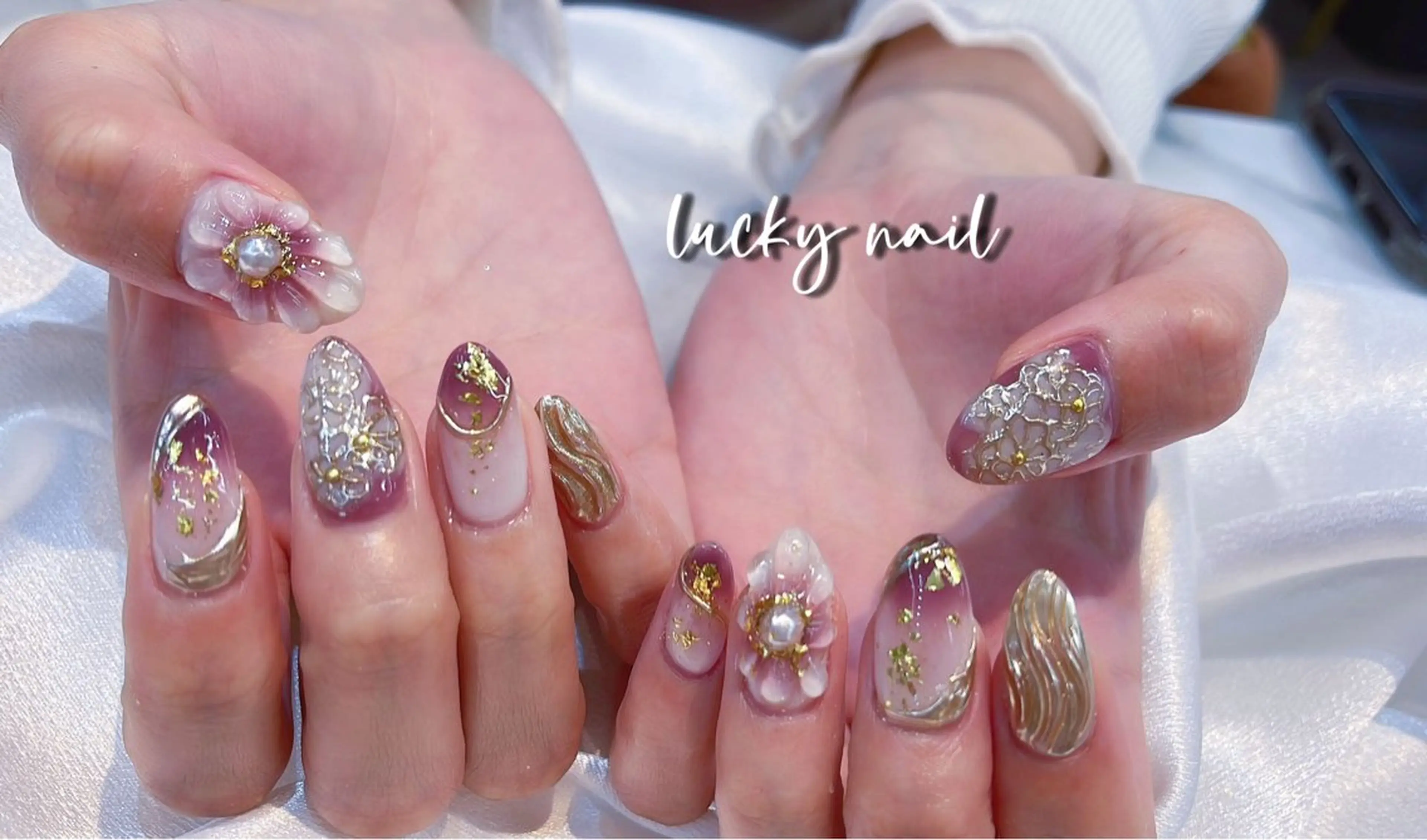 ネイル チークネイル 長さ出し ジェルネイル マグネットネイル 持ち込み Lucky nail 小林和希のネイルデザイン