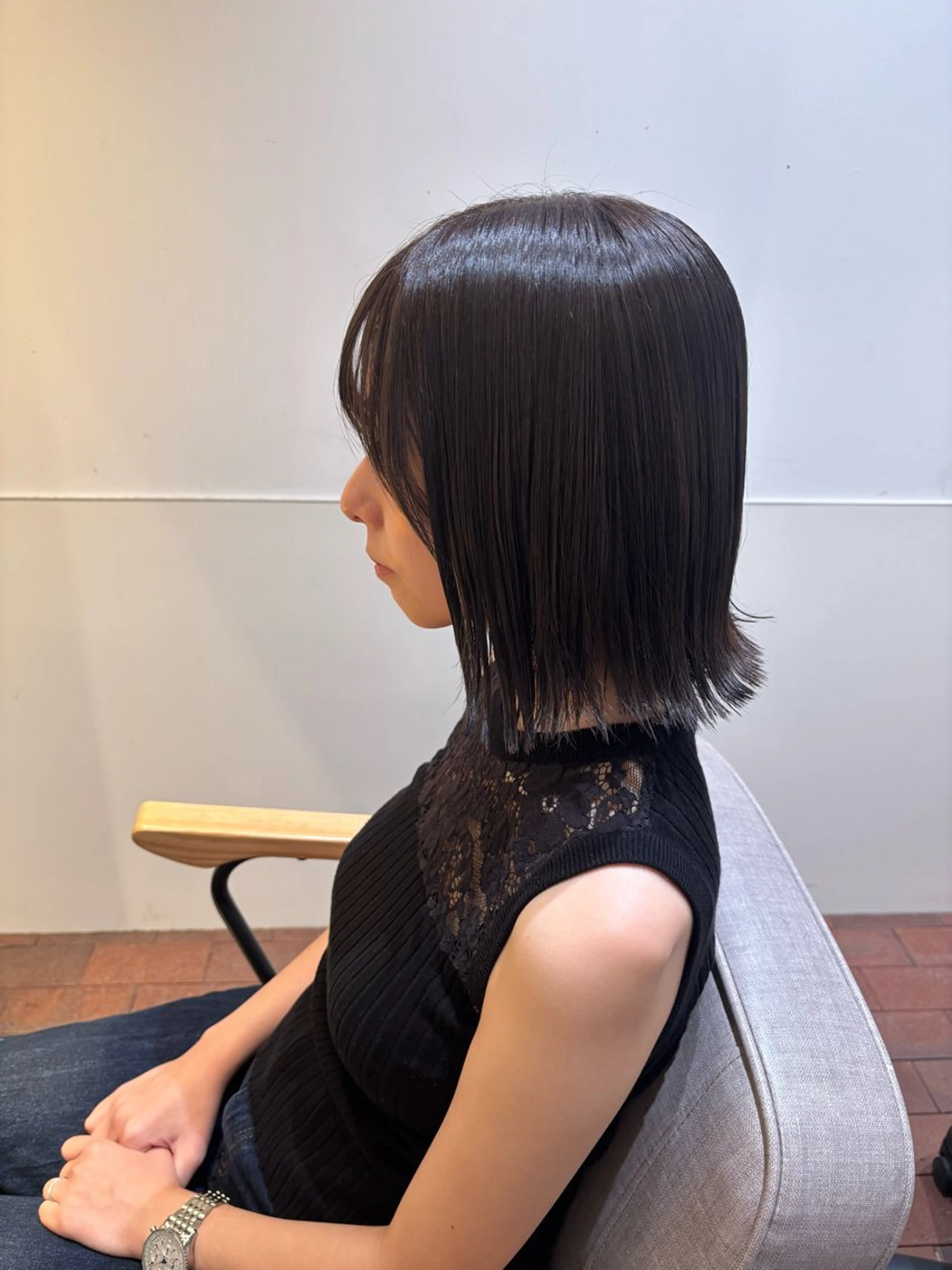 ミディアム カラー 透明感カラー グレージュ ボブ カット ヘアカラー トリートメント ショート／ミニボブ マンツーマン/マユコのヘアスタイル