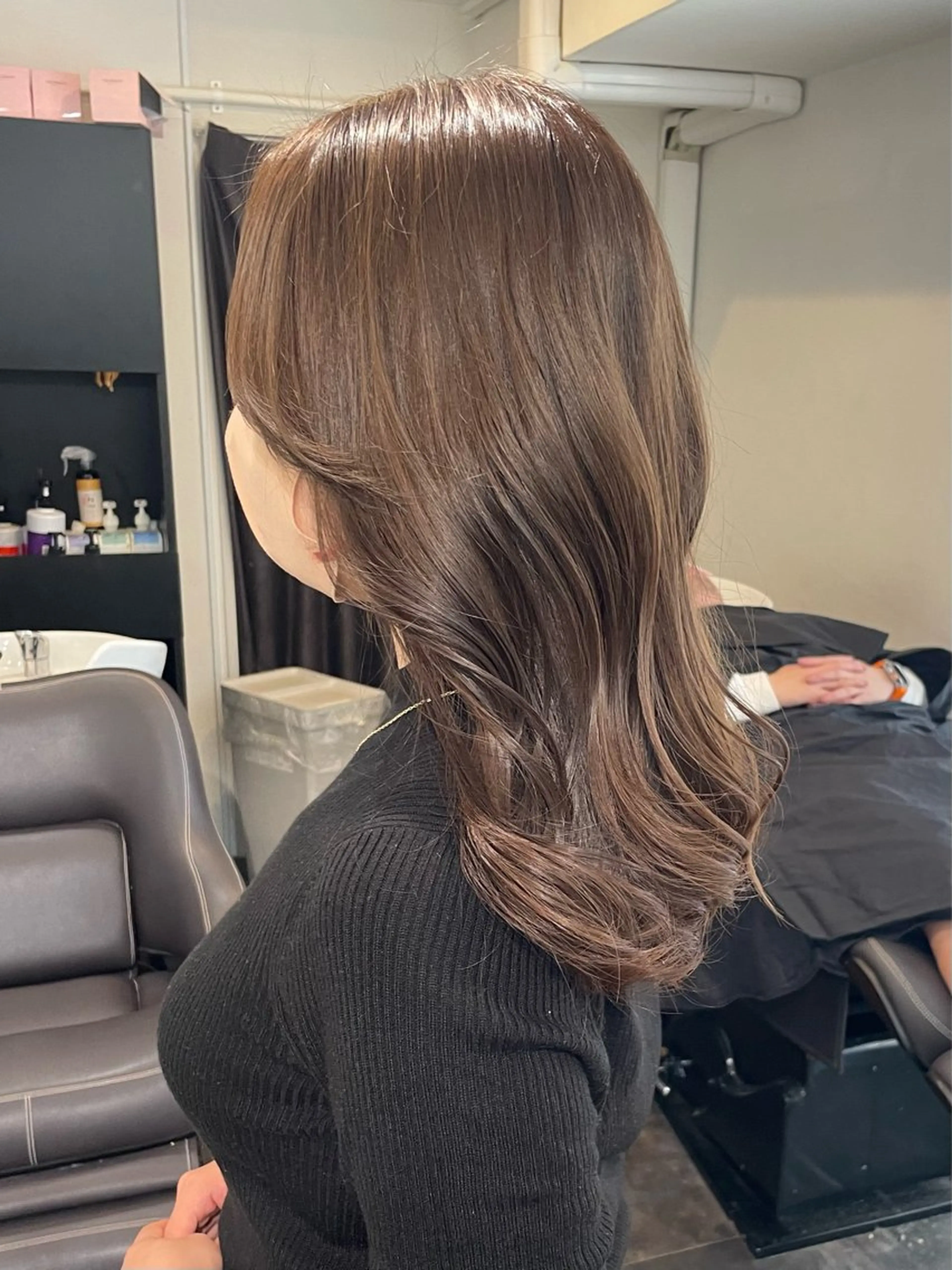 ミディアム カラー 💚色落ちまで可愛い 髪質改善カラーゆうまのヘアスタイル