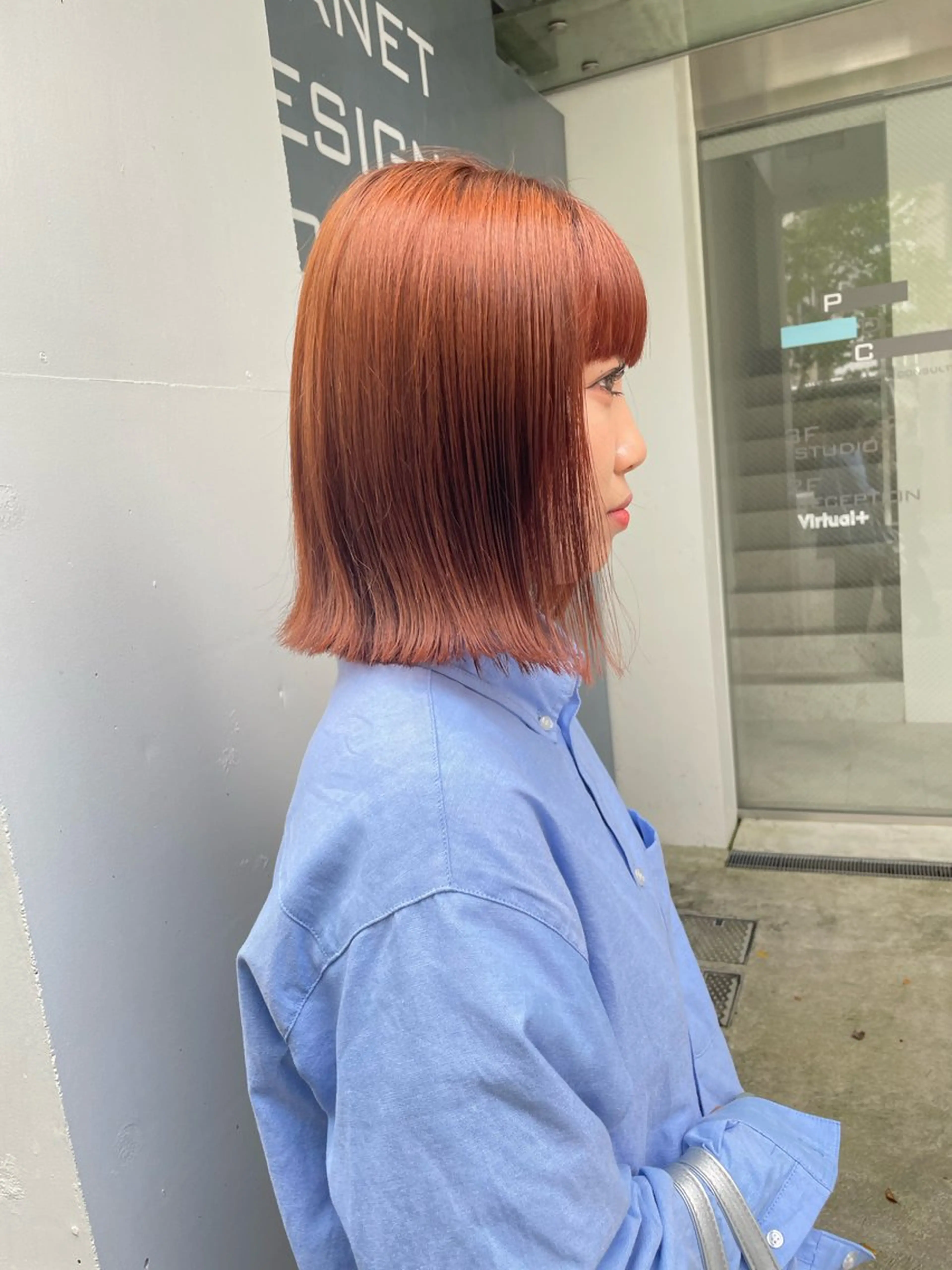 ミディアム カラー ヘアカラー トリートメント ミルクティー× グレージュMOMOのヘアスタイル