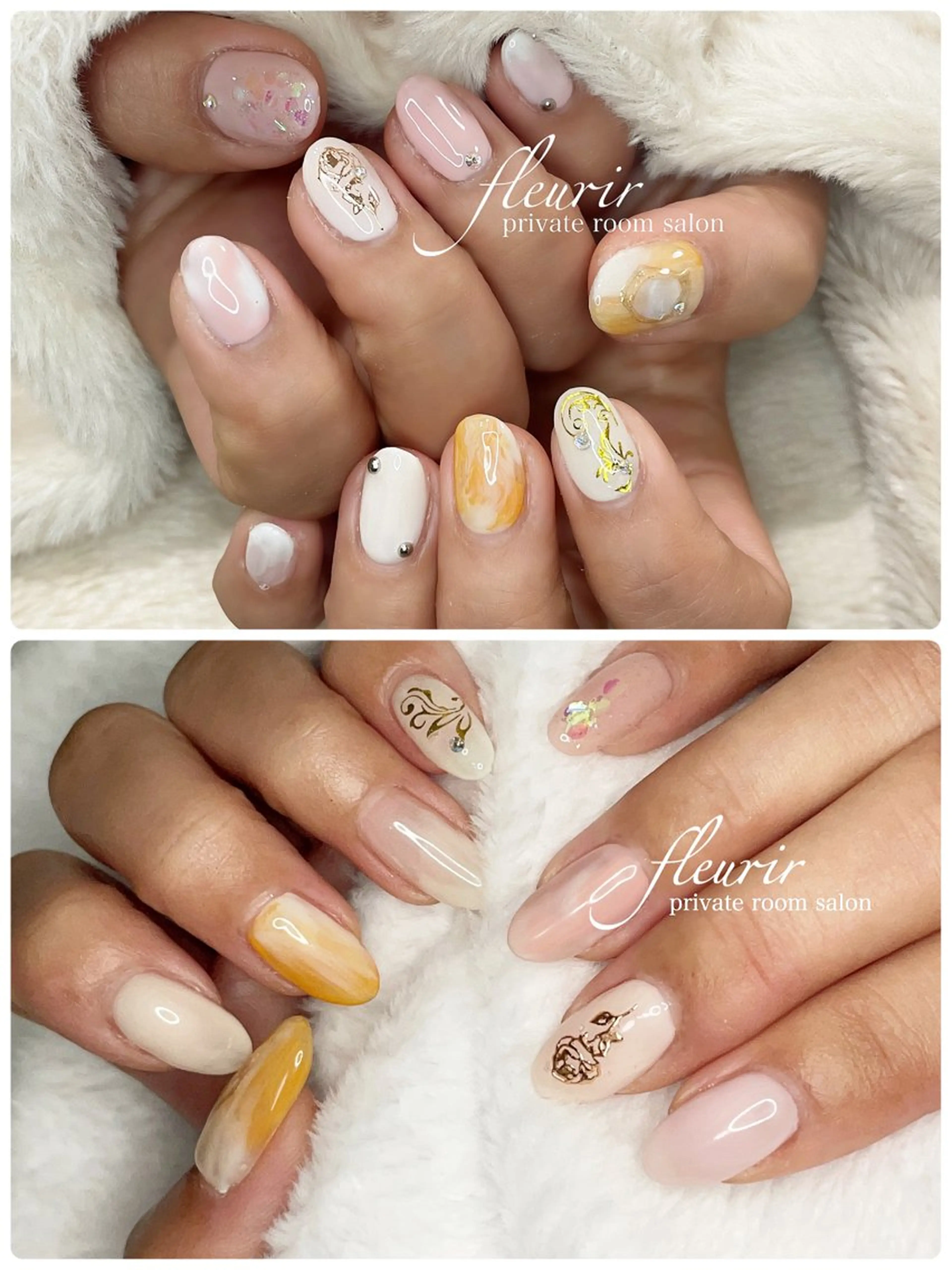 ネイル 大理石ネイル(マーブル) フルリール 【プライベートサロンのネイルデザイン