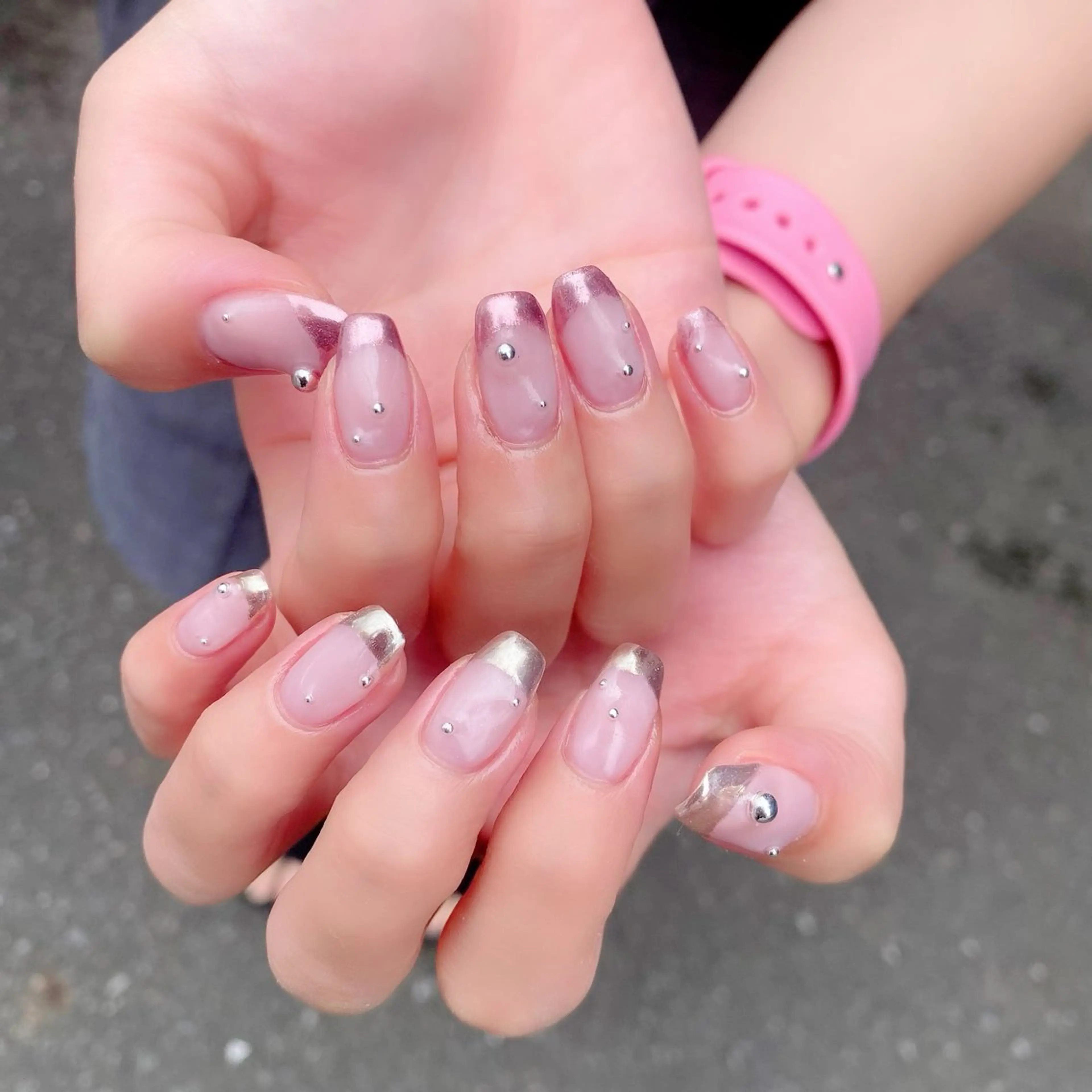 ネイル フレンチネイル ミラーネイル Salon Ｋのネイルデザイン
