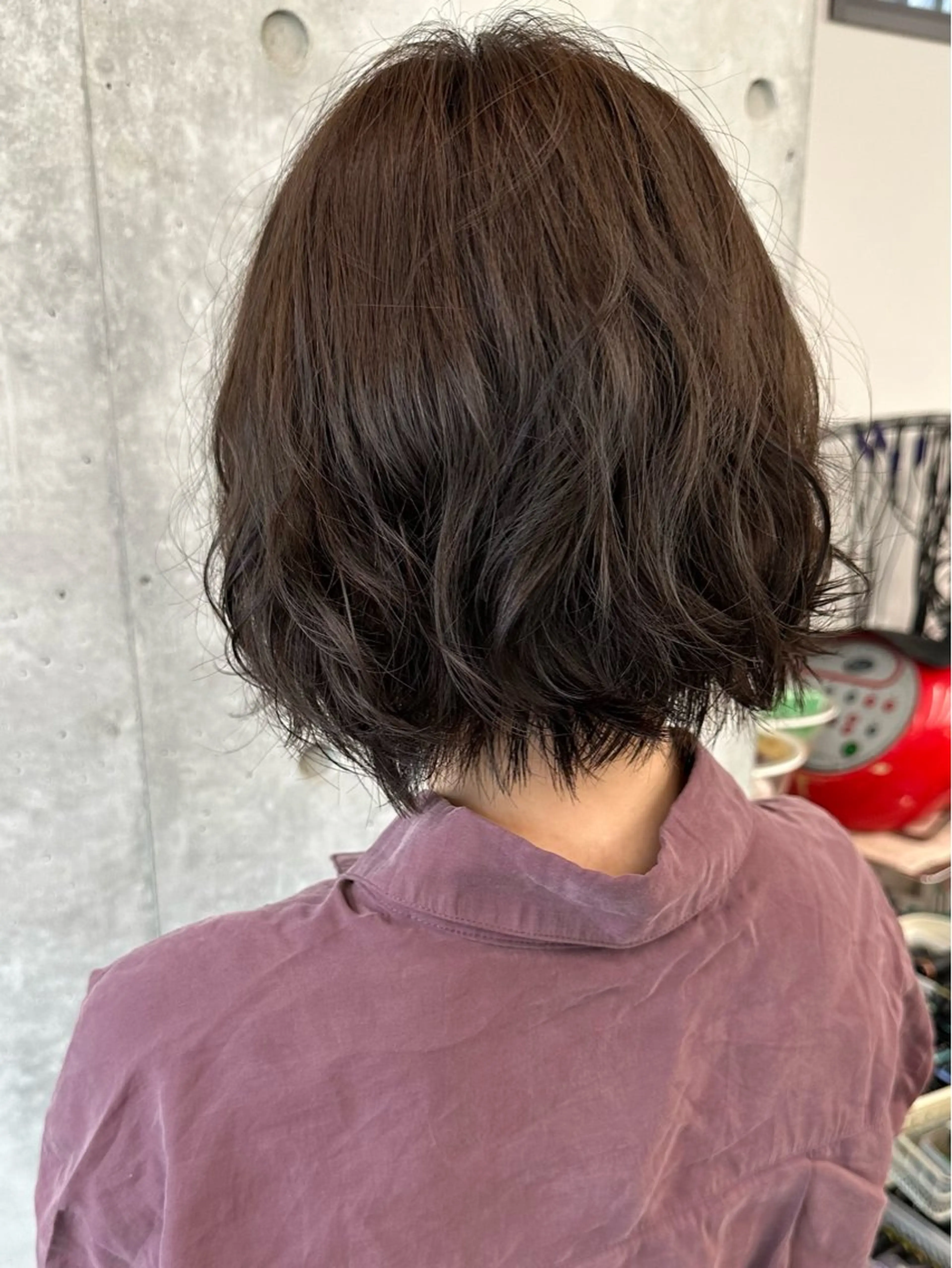 ミディアム パーマ ミディアムパーマ カット トリートメント ヘッドスパ とうい/パーマボブ/ くせ毛/丸みボブのヘアスタイル