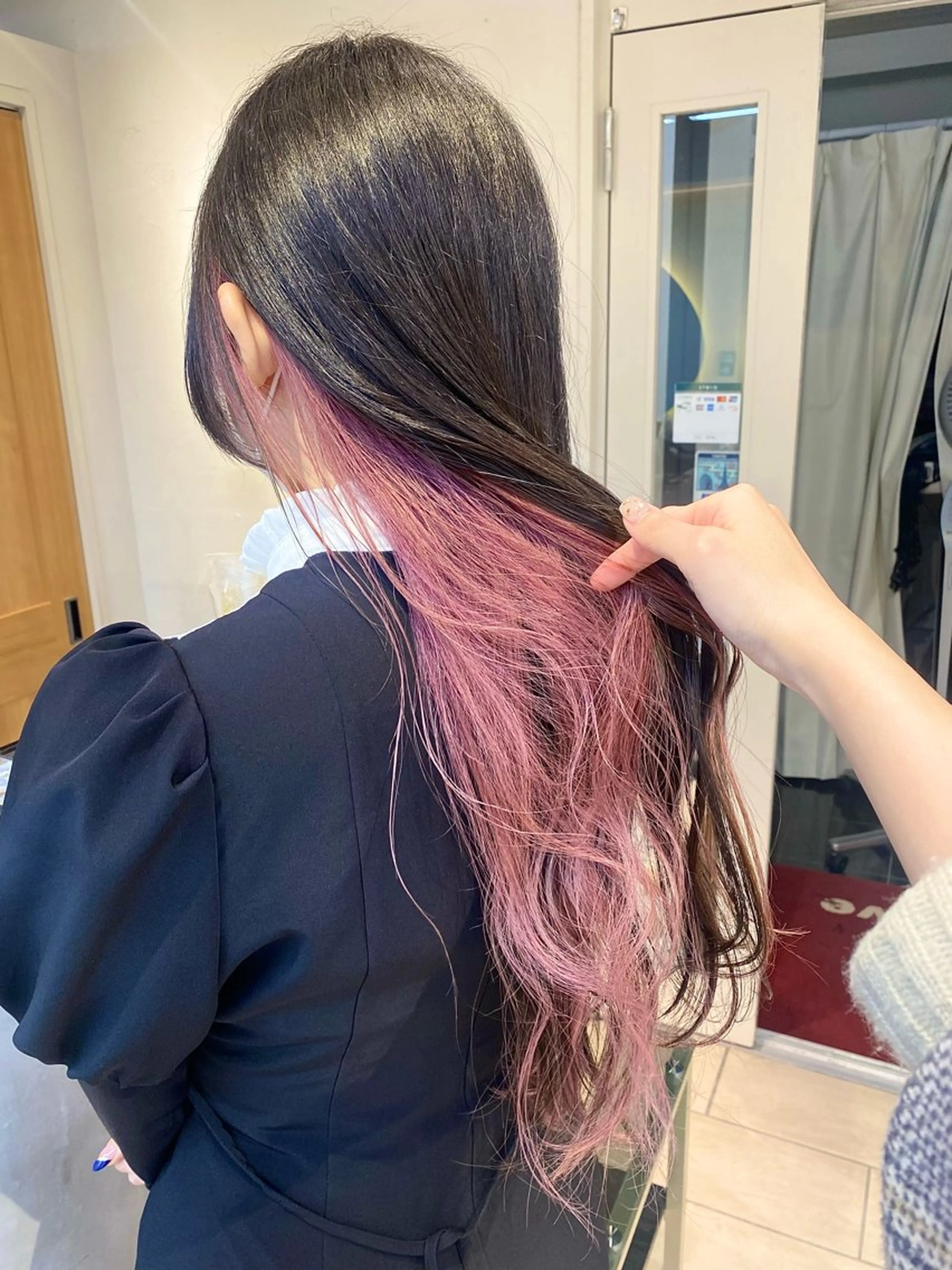 ロング カラー ブリーチ インナーカラー ピンクカラー カット ヘアカラー トリートメント Aya　ブリーチなし 🌱　ダブルカラーのヘアスタイル