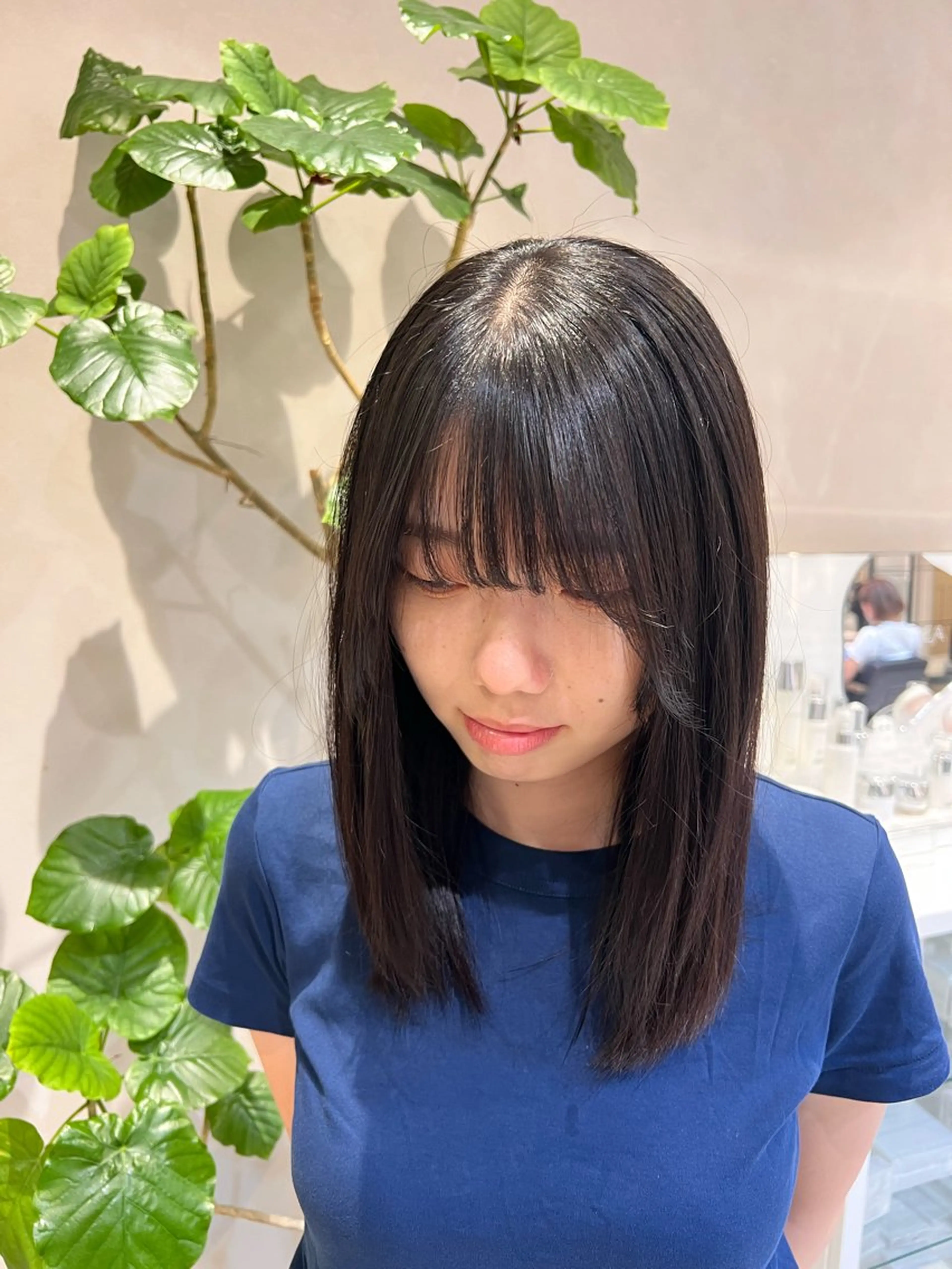 セミロング 縮毛矯正 ブリーチカラー 〻髪質改善〻アレンジのヘアスタイル