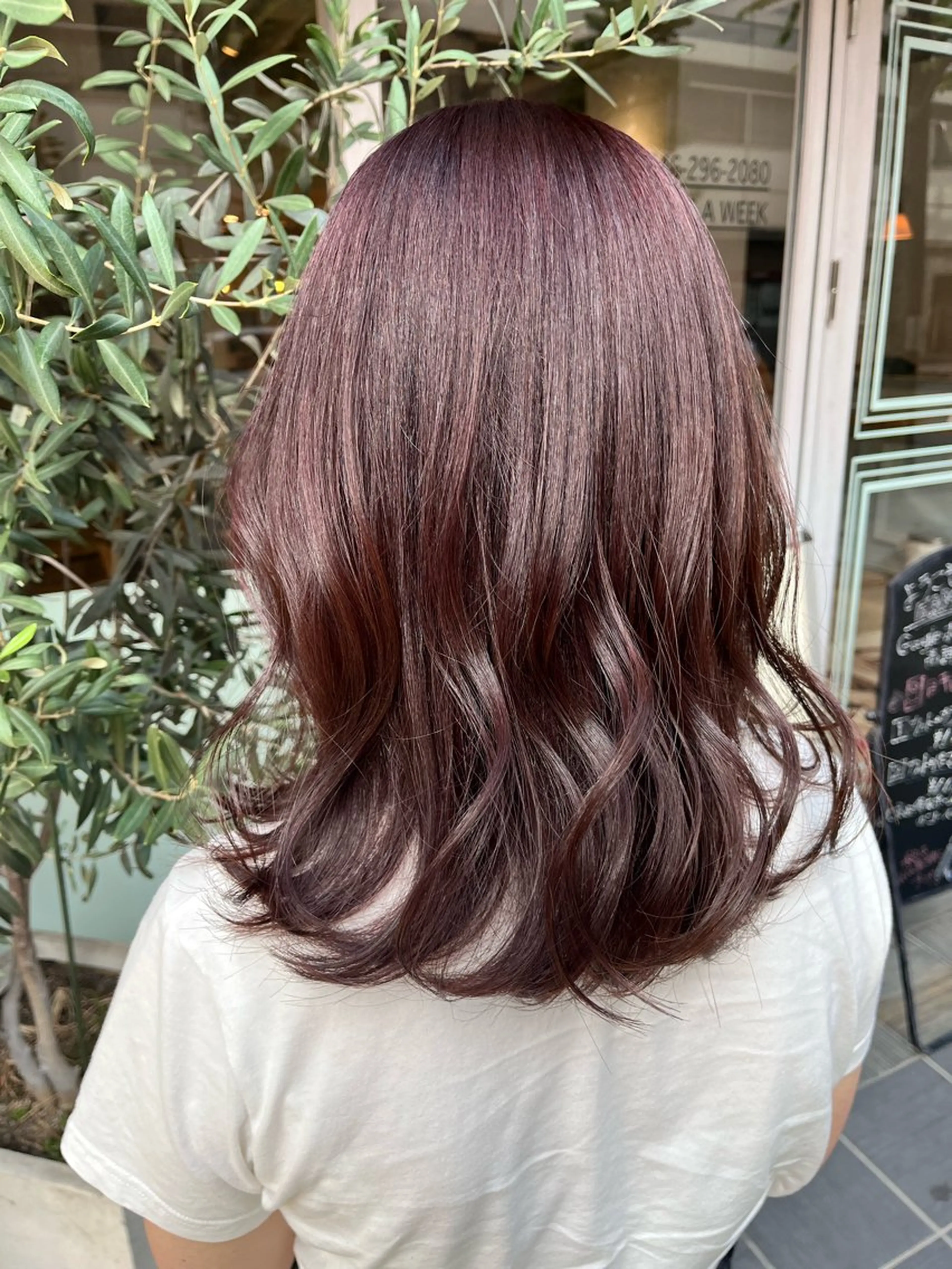 セミロング カラー ブリーチ ブリーチなしカラー パープルカラー 全国認定講師 高久のヘアスタイル