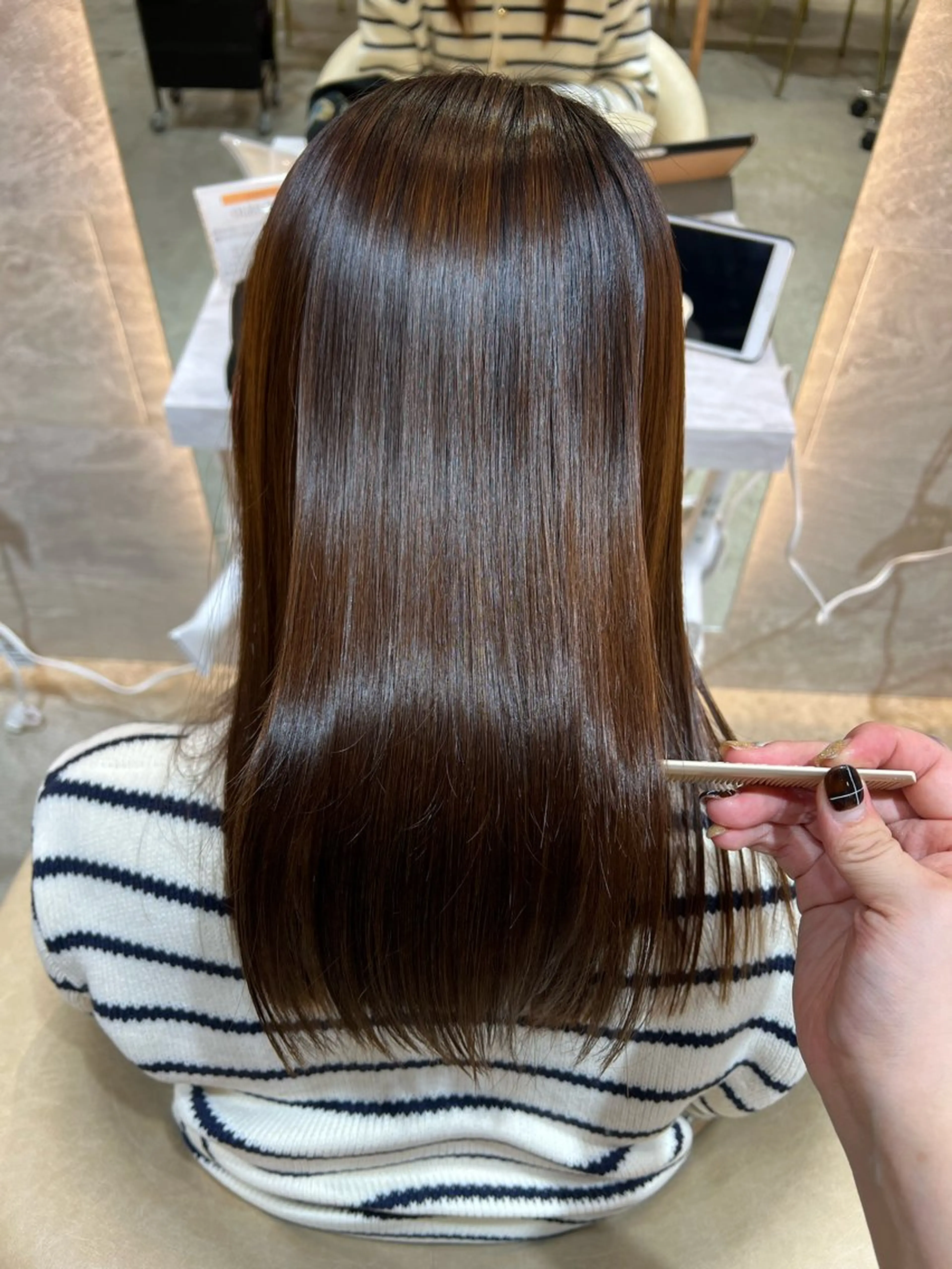 セミロング カラー ボブ/巻ける縮毛矯正 /韓国レイヤーはなのヘアスタイル