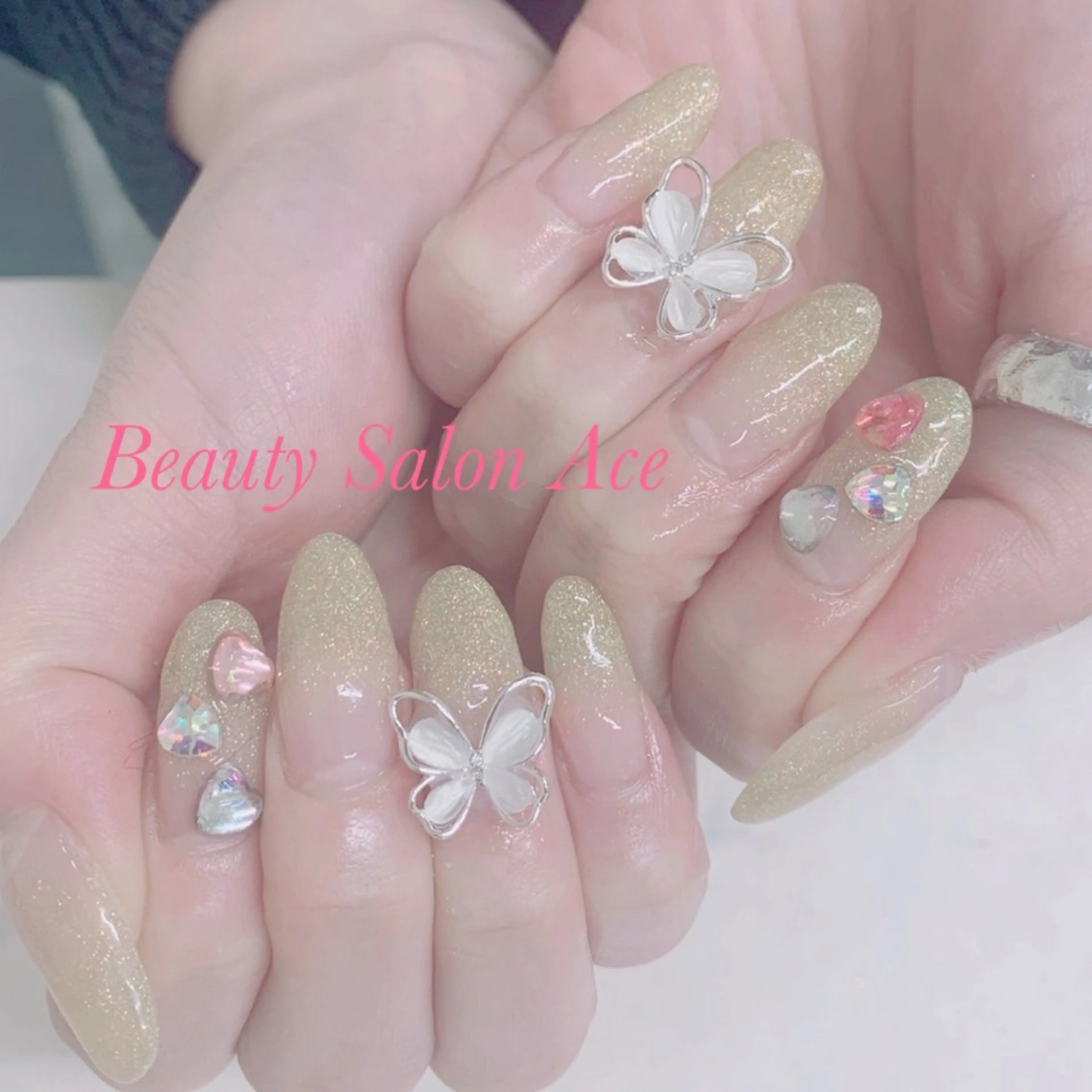 ネイル グラデーション ハート ラメ(グリッター) ラメグラデーション メンズネイル Beauty Salon Ace（ネイルサロン　エース）所属・フィルイン専門店 Aceのネイルデザイン