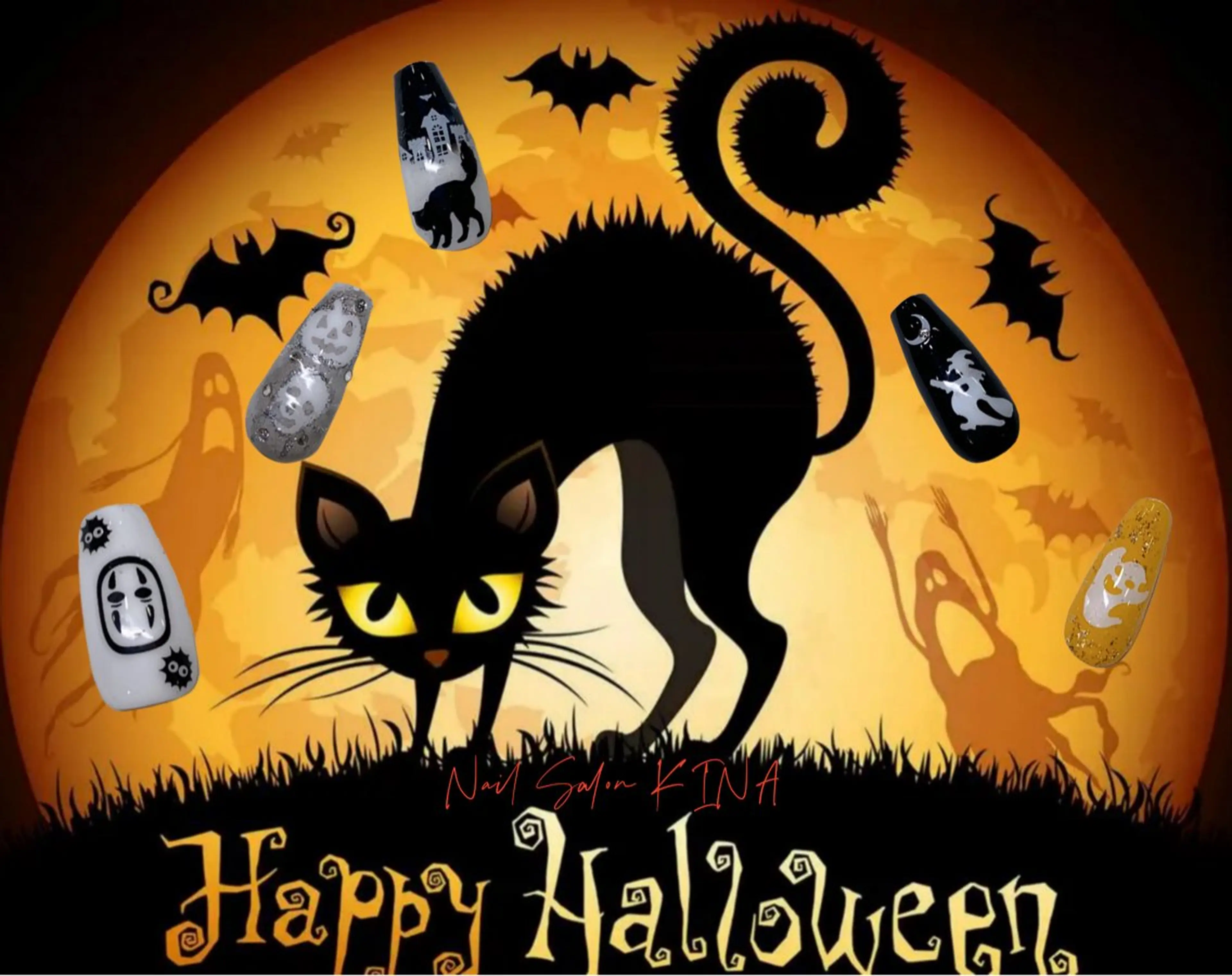 ネイル ハロウィン Nail Salon KINA 心斎橋店のネイルデザイン