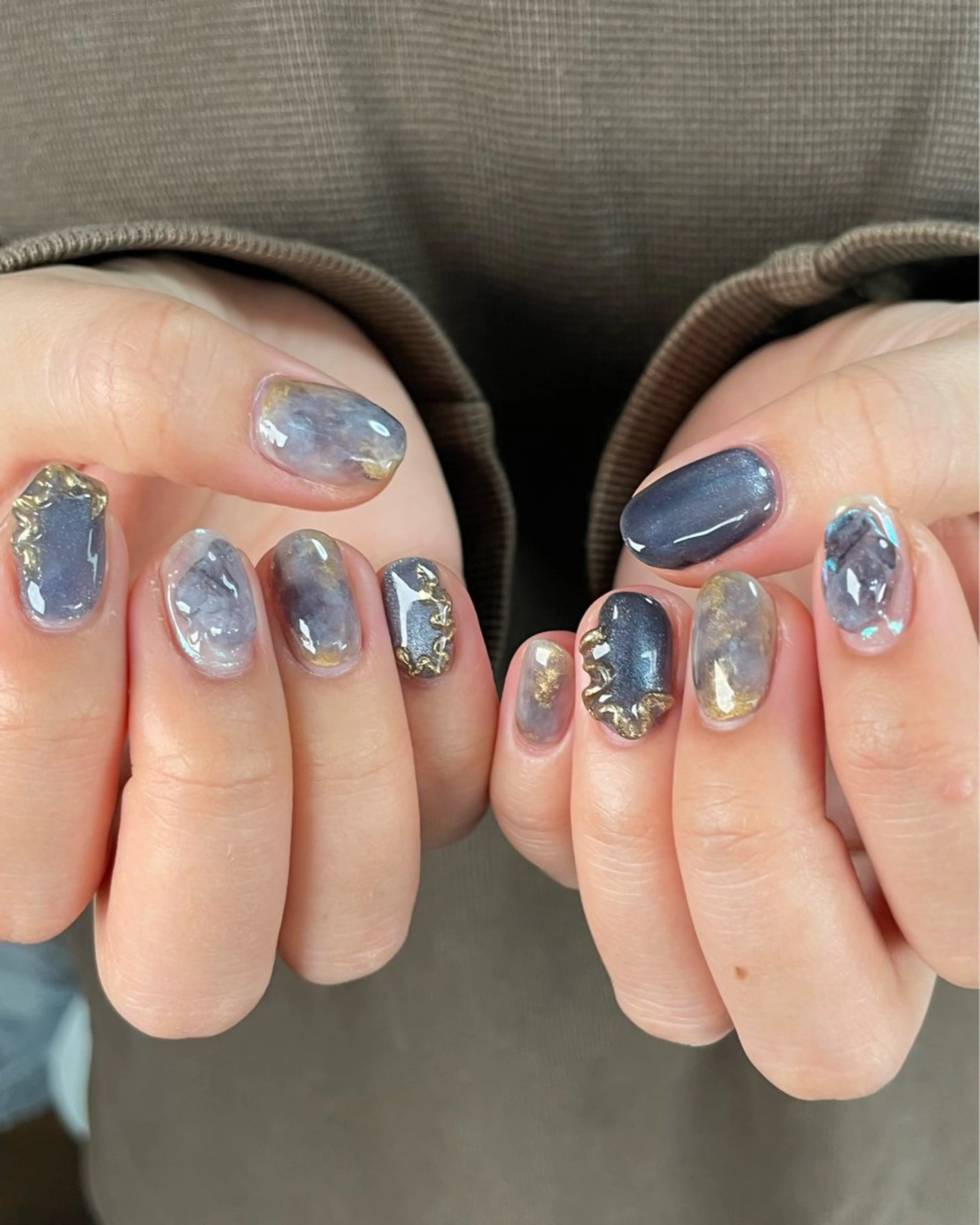 ネイル ブルー ニュアンスネイル ショートネイル ハンドネイル norme_ akiのネイルデザイン