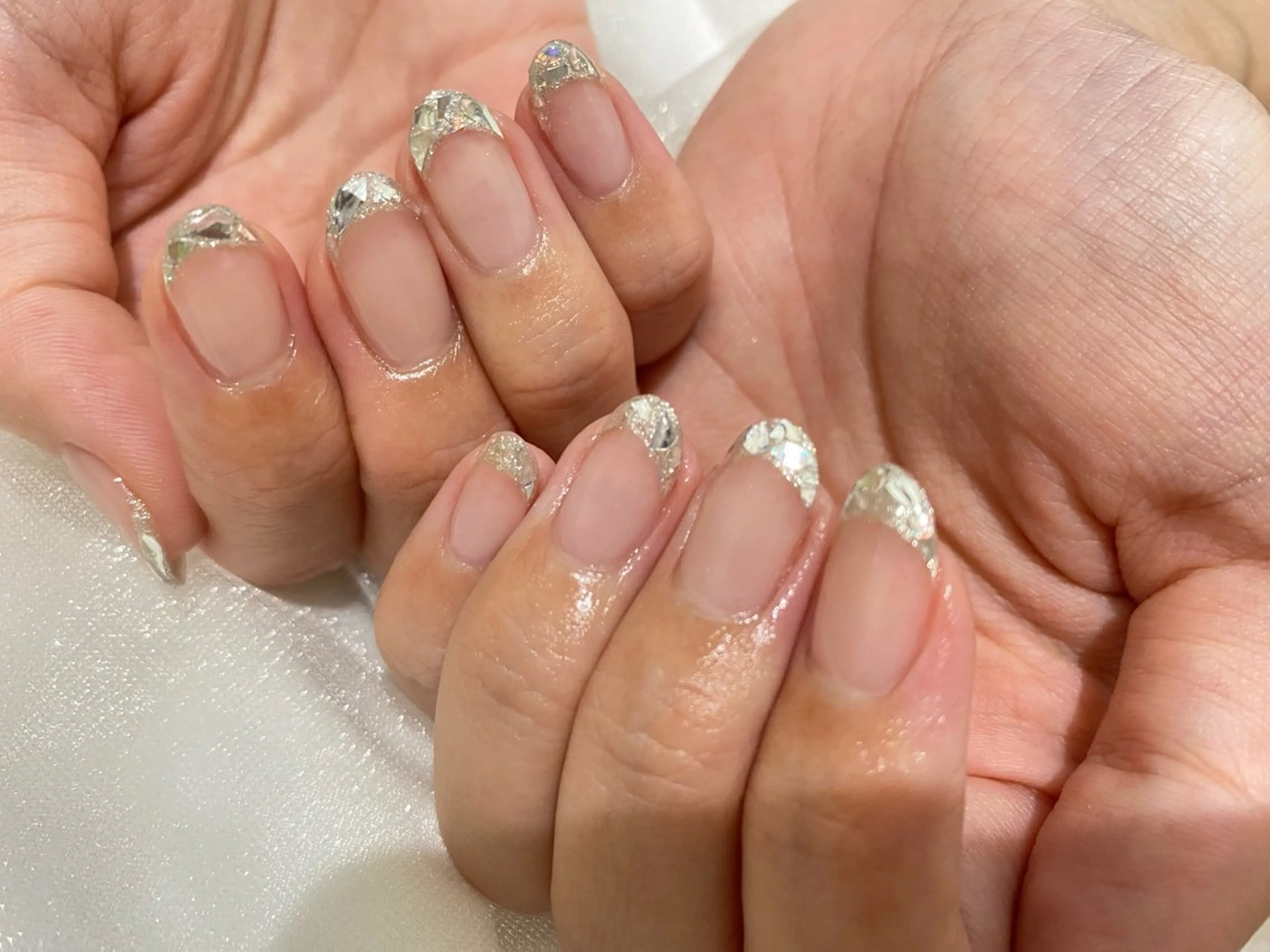 ネイル フレンチネイル ガラスフレンチ ハンドネイル Lutena🎀 Kimuraのネイルデザイン