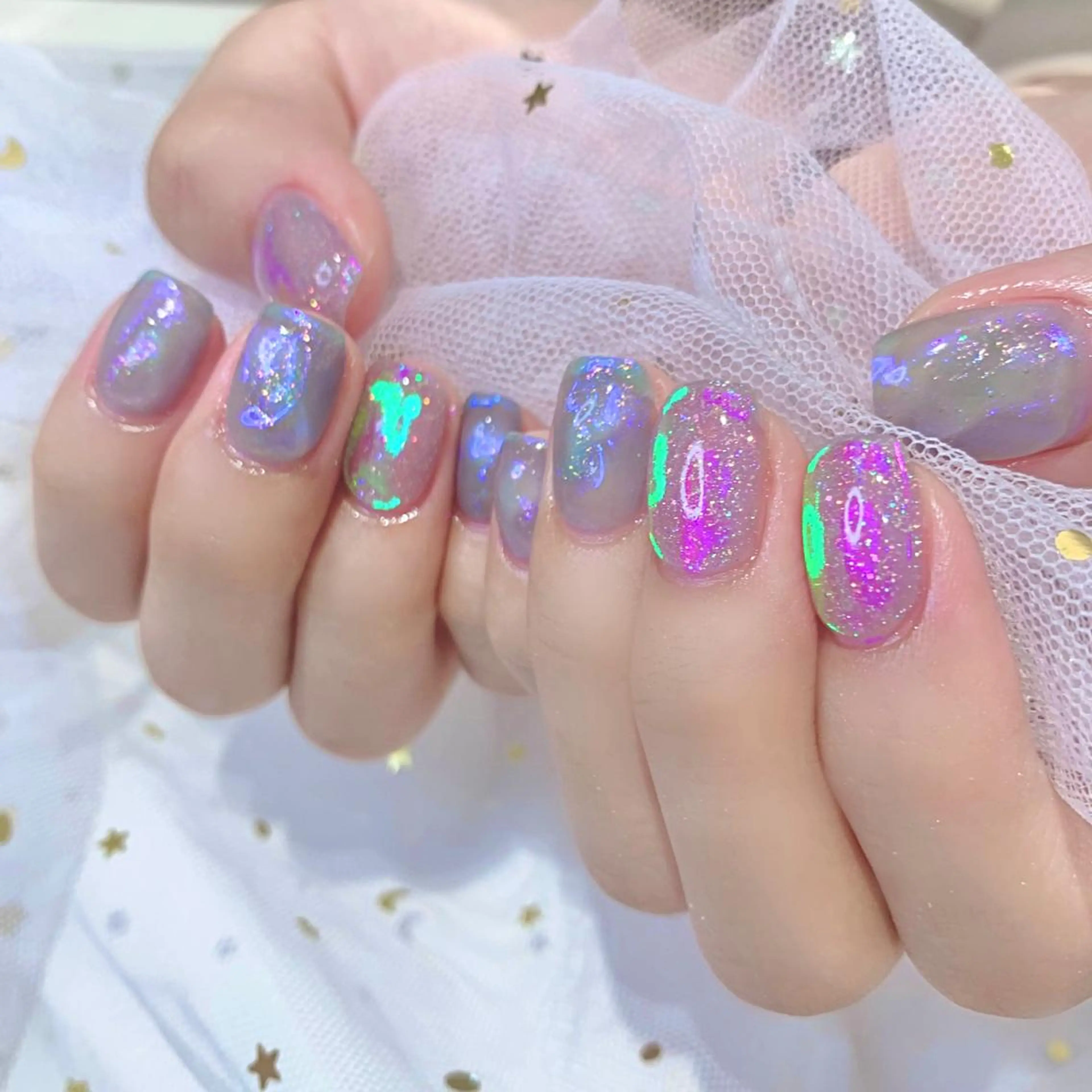 ネイル 氷ネイル・うるうるネイル ハンドネイル Kanon 🤍のネイルデザイン