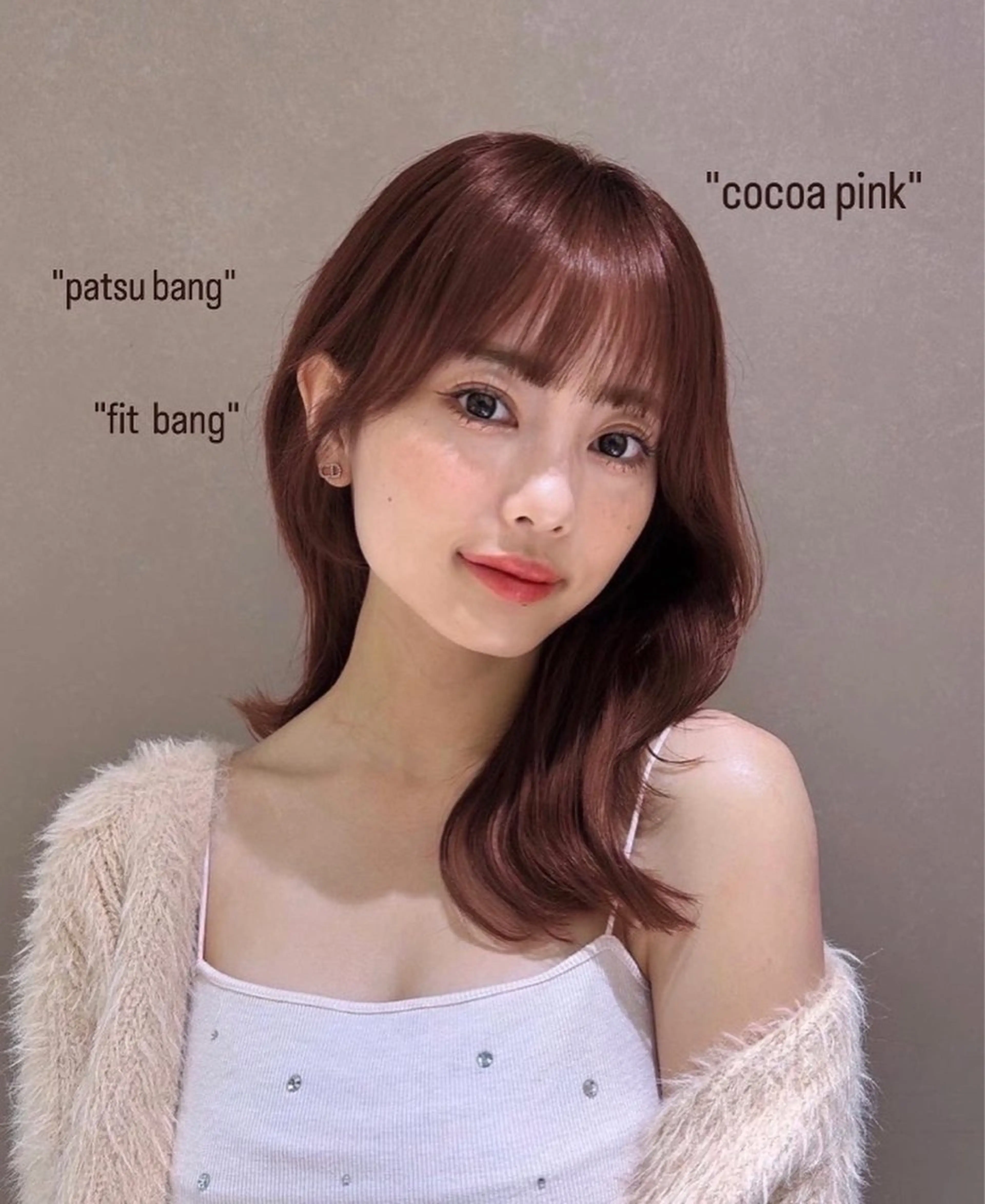 ミディアム カラー ピンクカラー 顔周りカット ミディアムヘア Chifumiのヘアスタイル