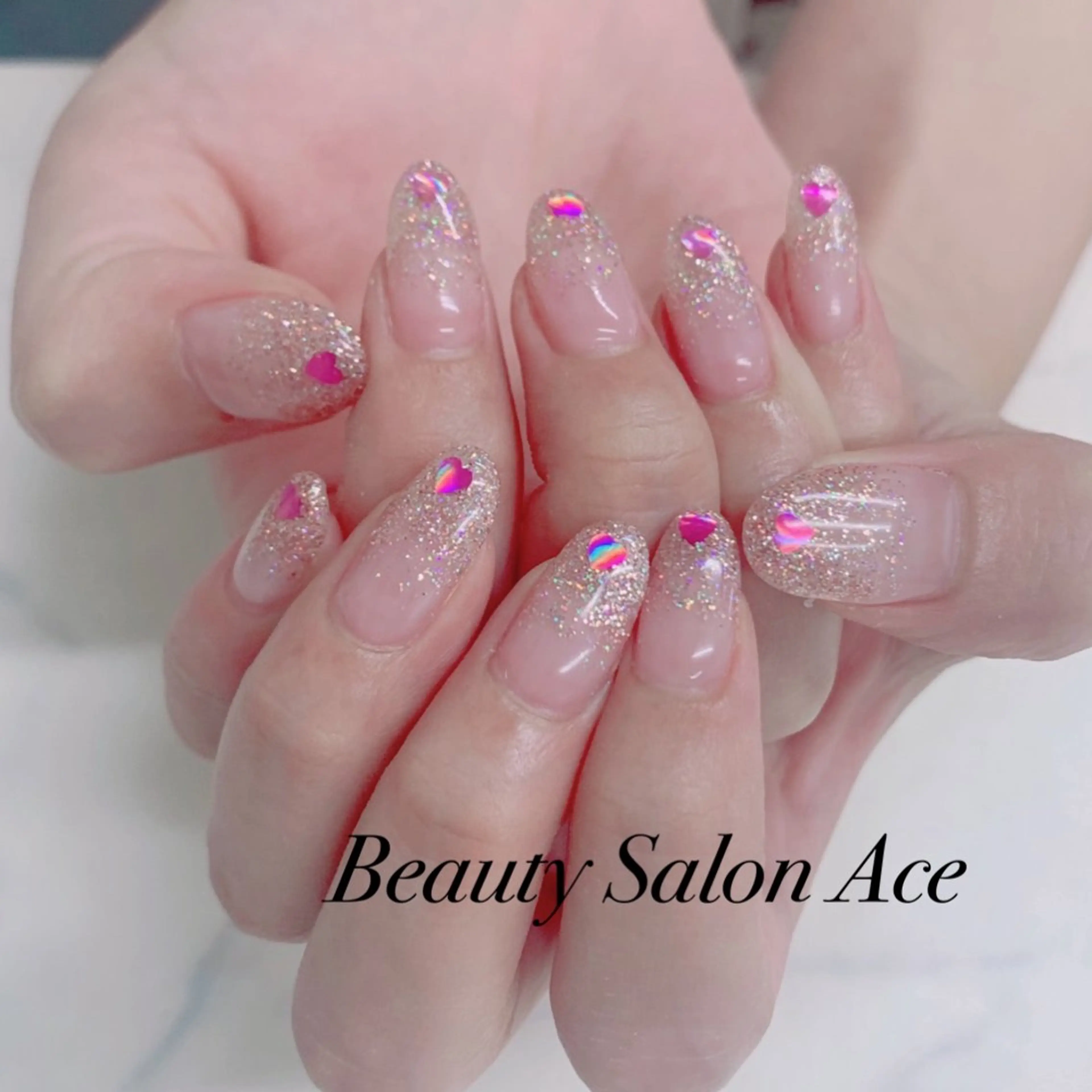 ネイル ハート ラメ(グリッター) メンズネイル 夏ネイル ハンドネイル ハンドケア Beauty Salon Ace(ネイルサロン エース)所属・池袋フィルイン Ace♡長さだしのネイルデザイン